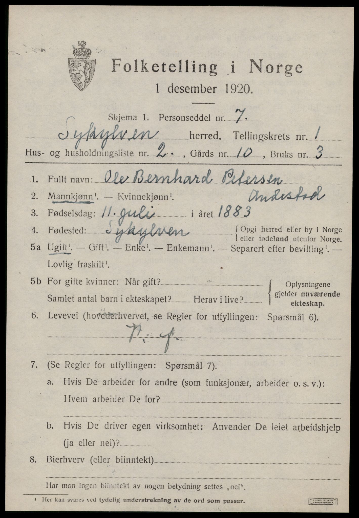 SAT, Folketelling 1920 for 1528 Sykkylven herred, 1920, s. 945