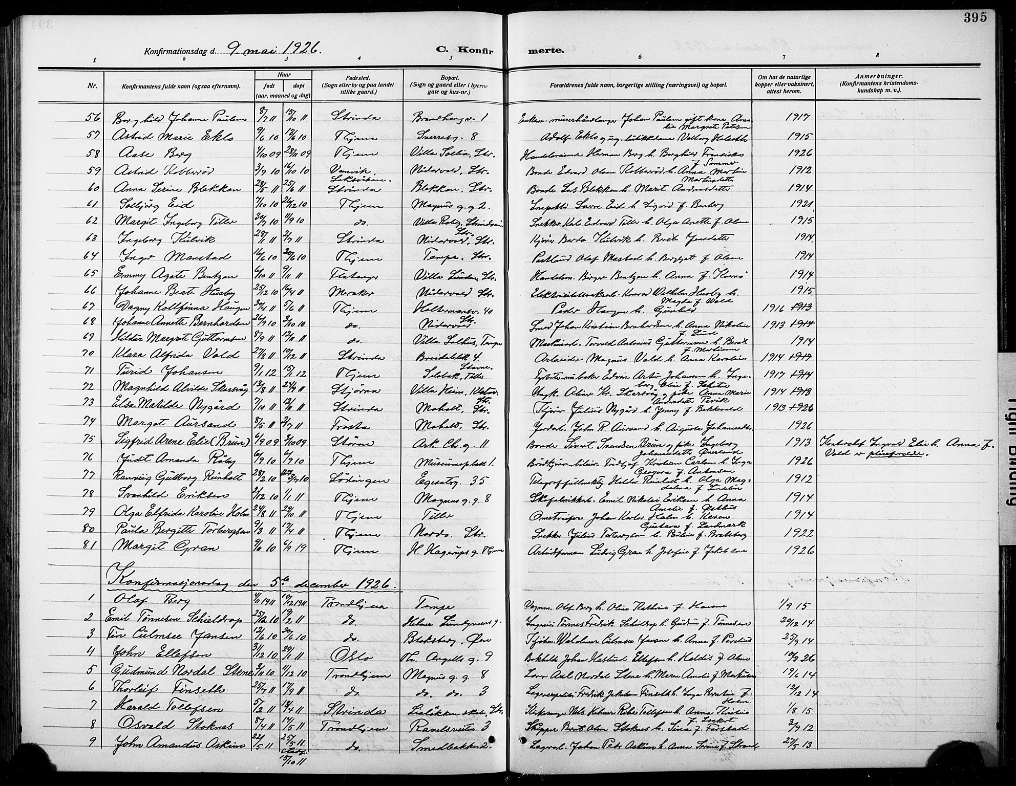 Ministerialprotokoller, klokkerbøker og fødselsregistre - Sør-Trøndelag, AV/SAT-A-1456/601/L0096: Klokkerbok nr. 601C14, 1911-1931, s. 395