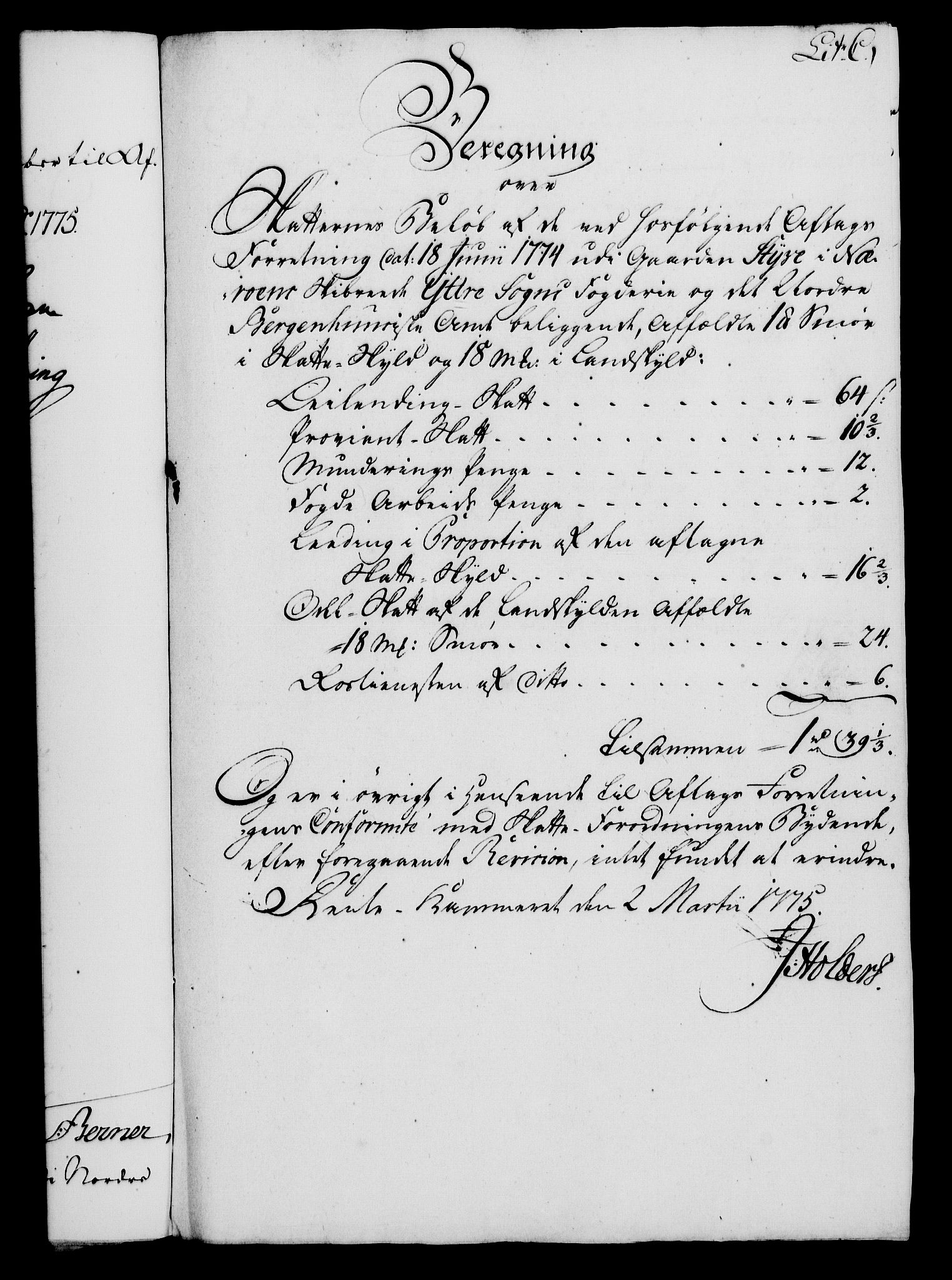 Rentekammeret, Kammerkanselliet, AV/RA-EA-3111/G/Gf/Gfa/L0057: Norsk relasjons- og resolusjonsprotokoll (merket RK 52.57), 1775, s. 126