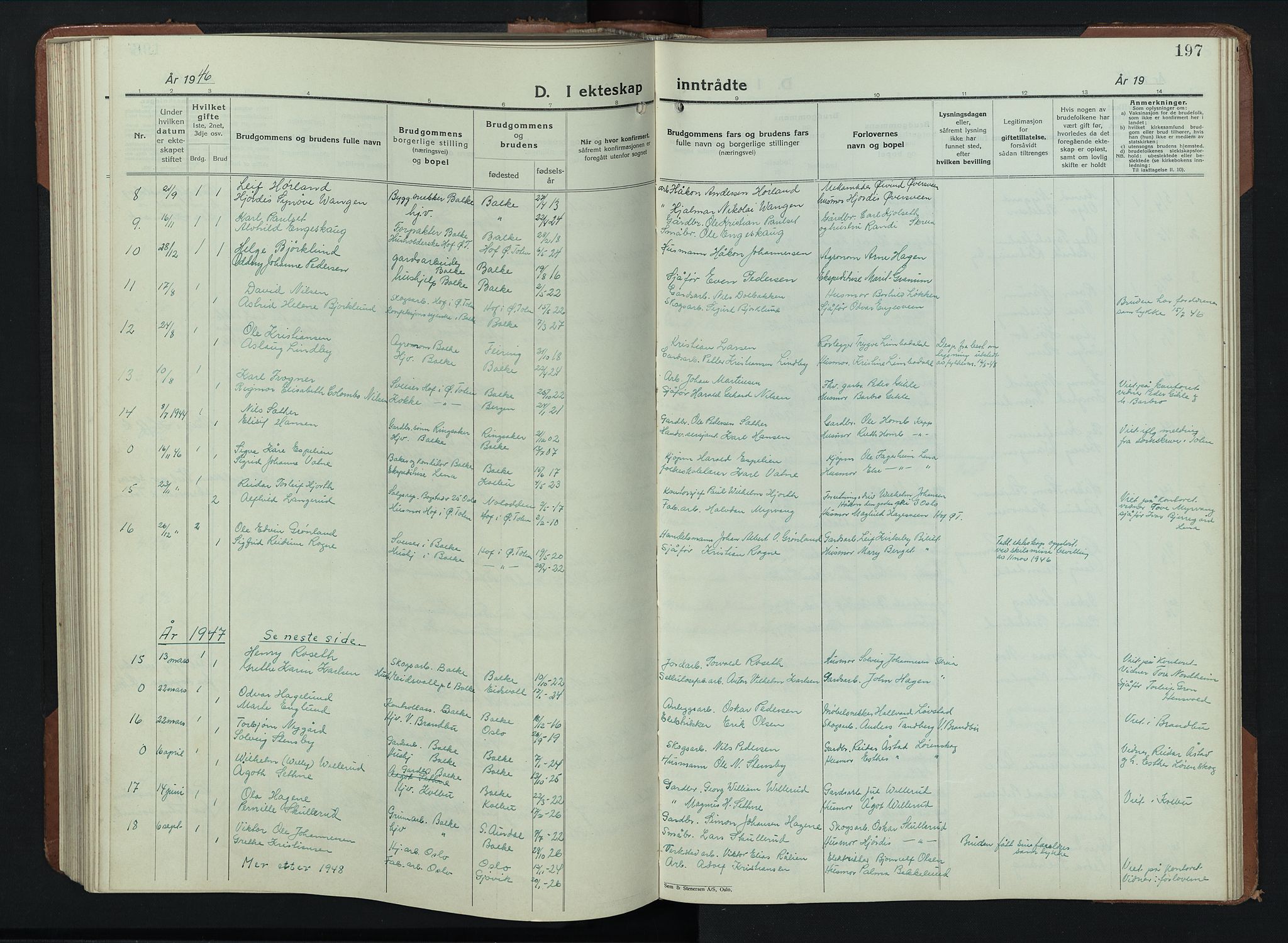 Balke prestekontor, AV/SAH-PREST-106/H/Ha/Hab/L0002: Klokkerbok nr. 2, 1929-1951, s. 197