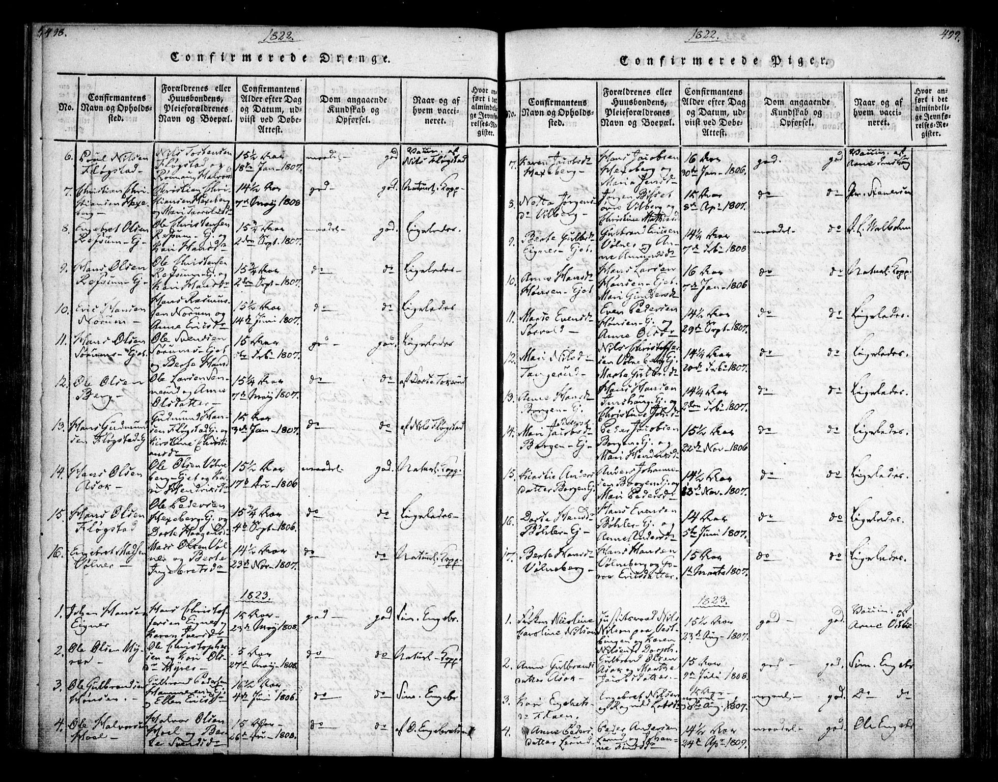 Sørum prestekontor Kirkebøker, AV/SAO-A-10303/F/Fa/L0003: Ministerialbok nr. I 3, 1814-1829, s. 498-499