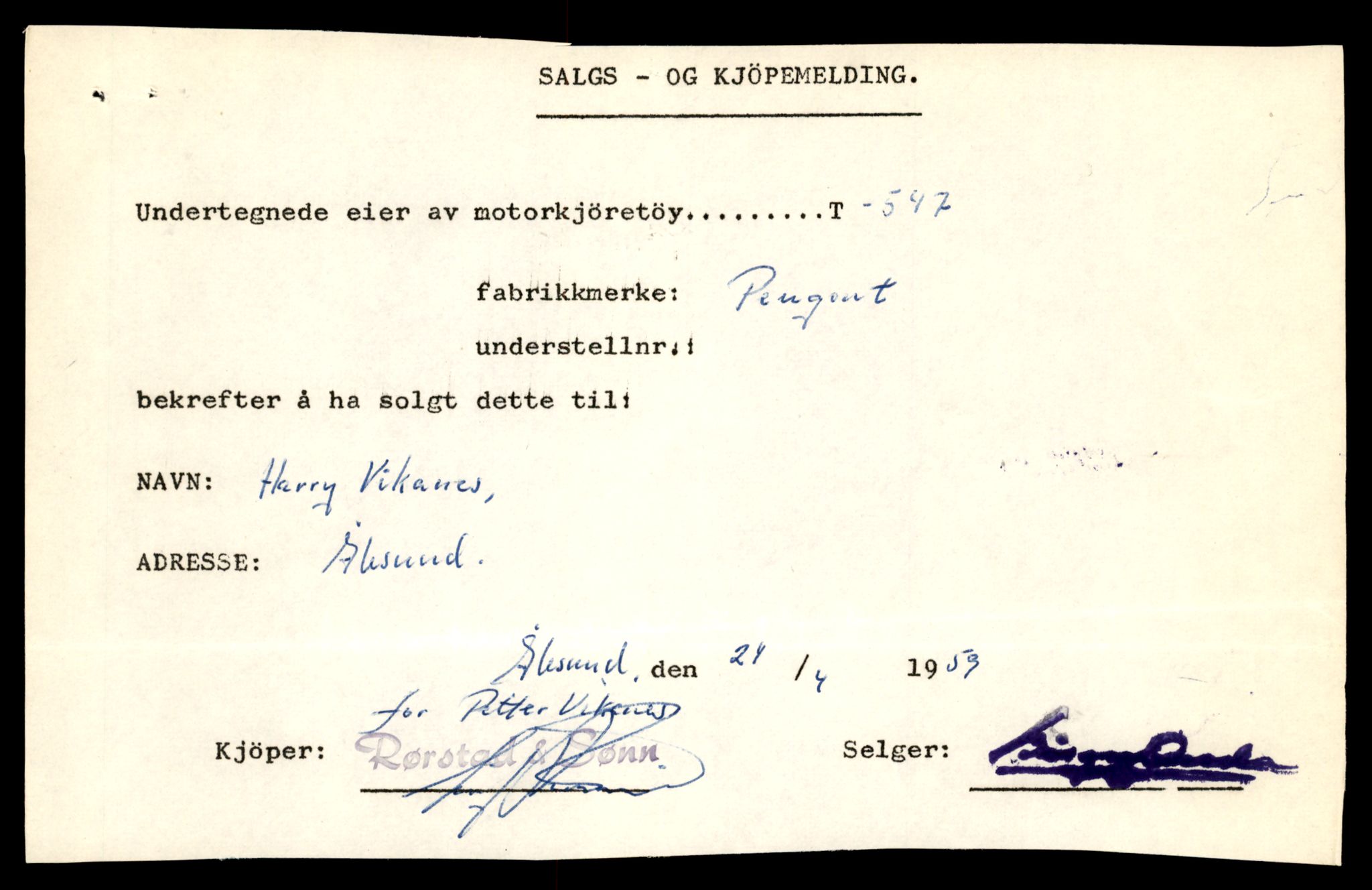 Møre og Romsdal vegkontor - Ålesund trafikkstasjon, SAT/A-4099/F/Fe/L0006: Registreringskort for kjøretøy T 547 - T 650, 1927-1998, s. 13