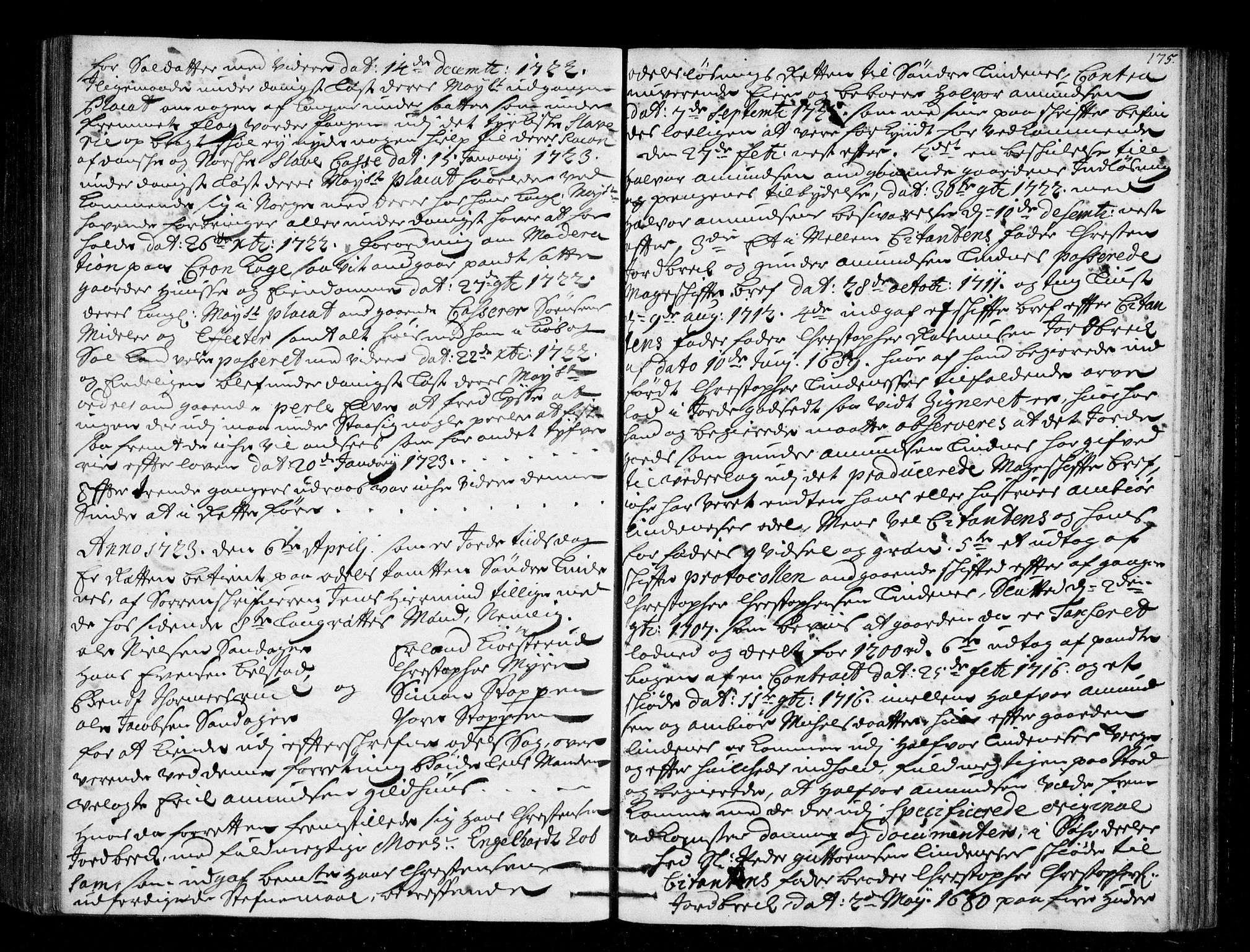 Lier, Røyken og Hurum sorenskriveri, SAKO/A-89/F/Fa/L0045: Tingbok, 1721-1724, s. 175