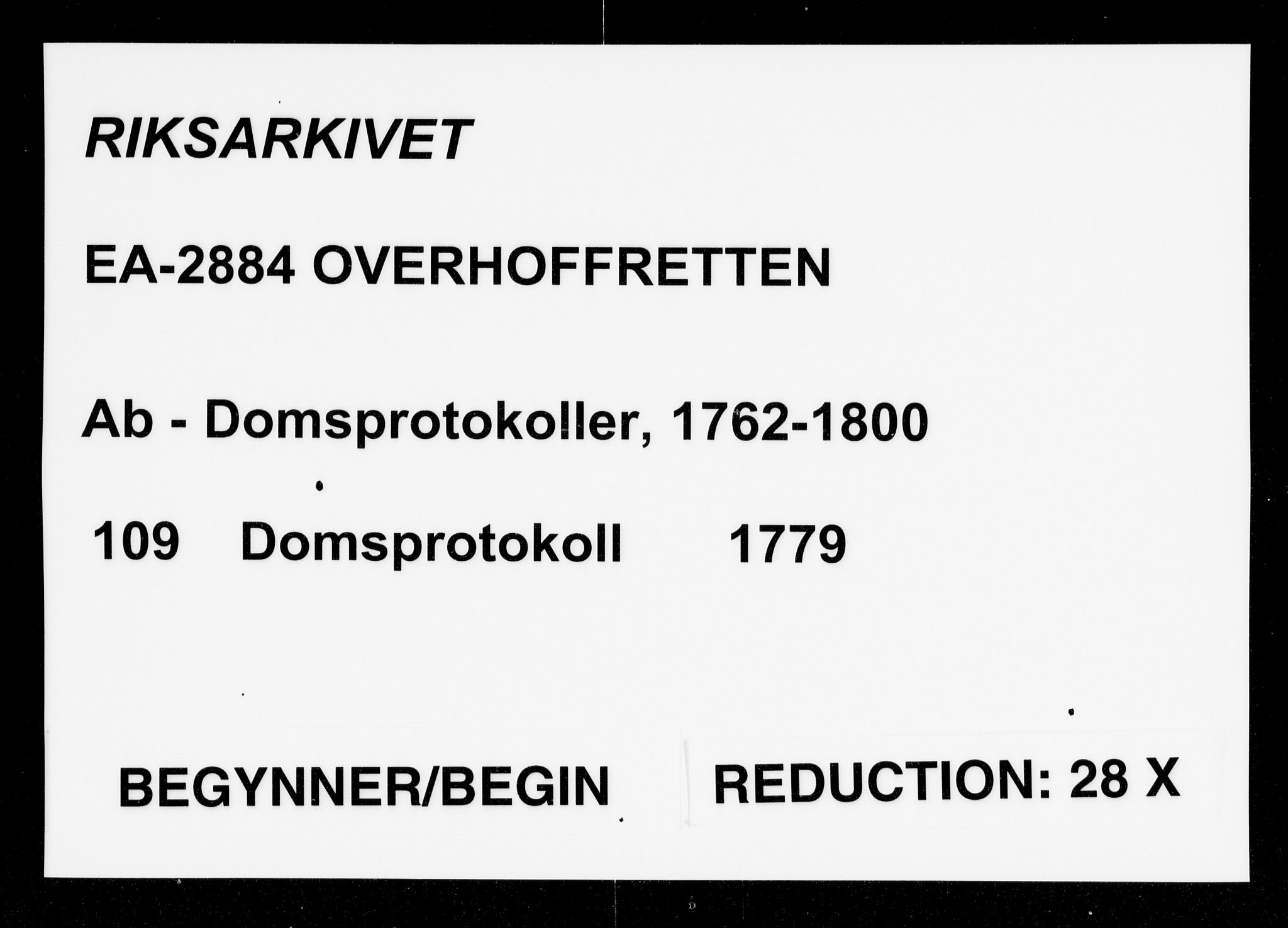 Overhoffretten 1667-1797, AV/RA-EA-2884/Ab/L0109: Domsprotokoll, 1779