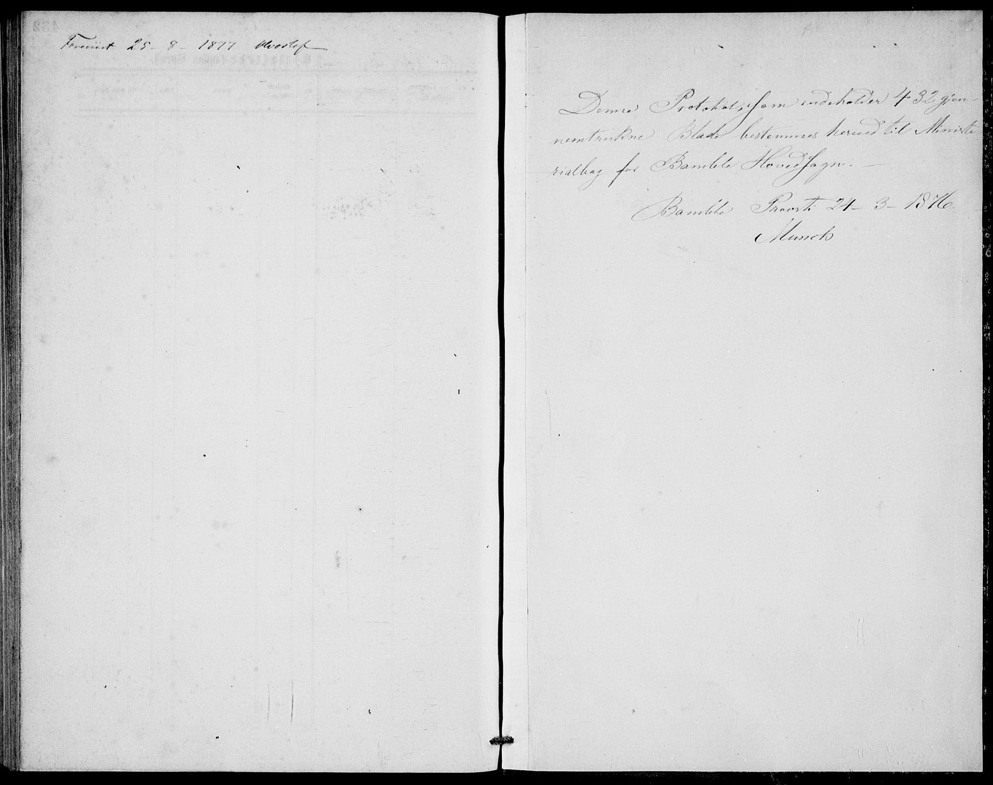 Bamble kirkebøker, AV/SAKO-A-253/G/Ga/L0007: Klokkerbok nr. I 7, 1876-1877