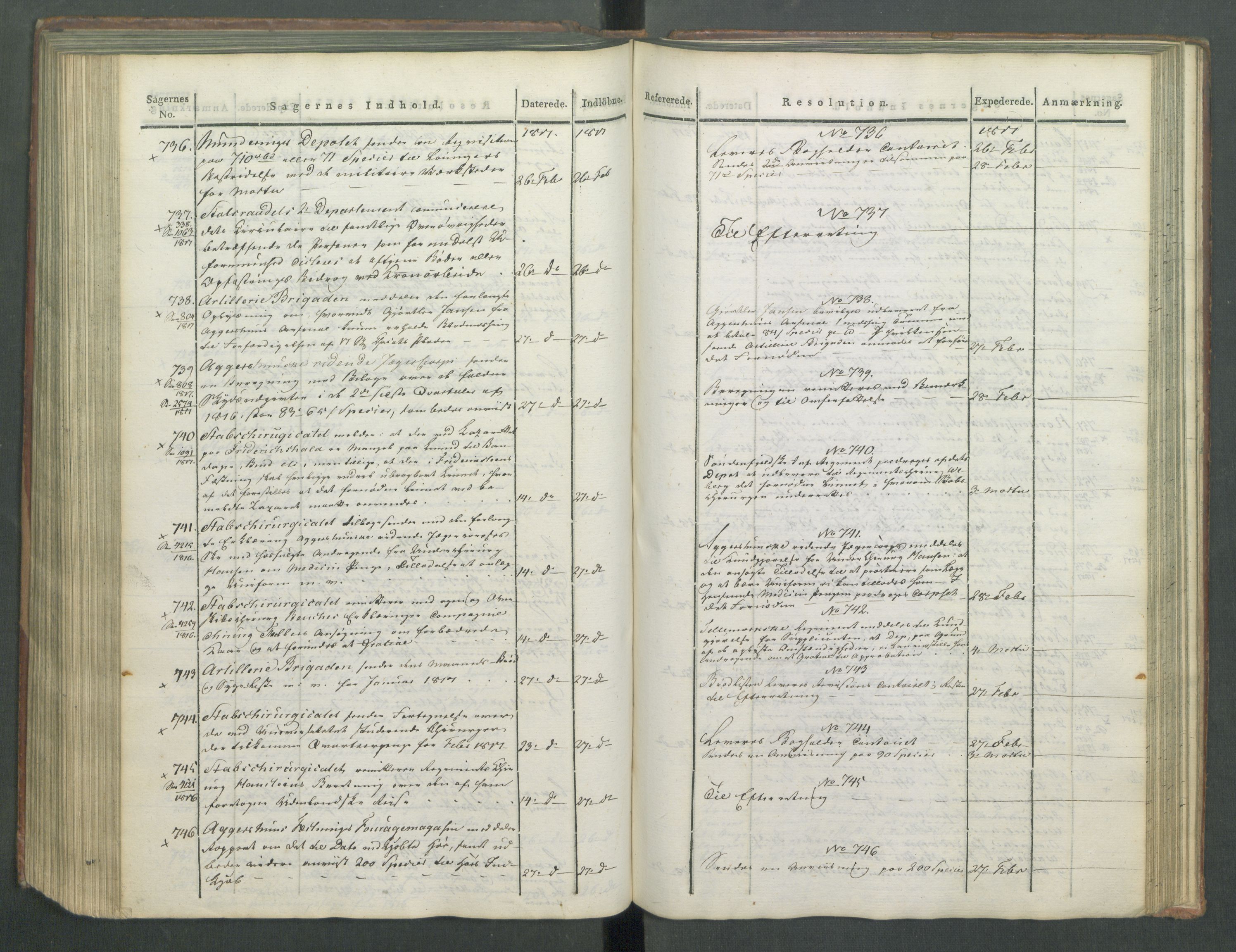 Armédepartementet, AV/RA-RAFA-3493/C/Ca/L0009: 6. Departements Journal, 1816-1817