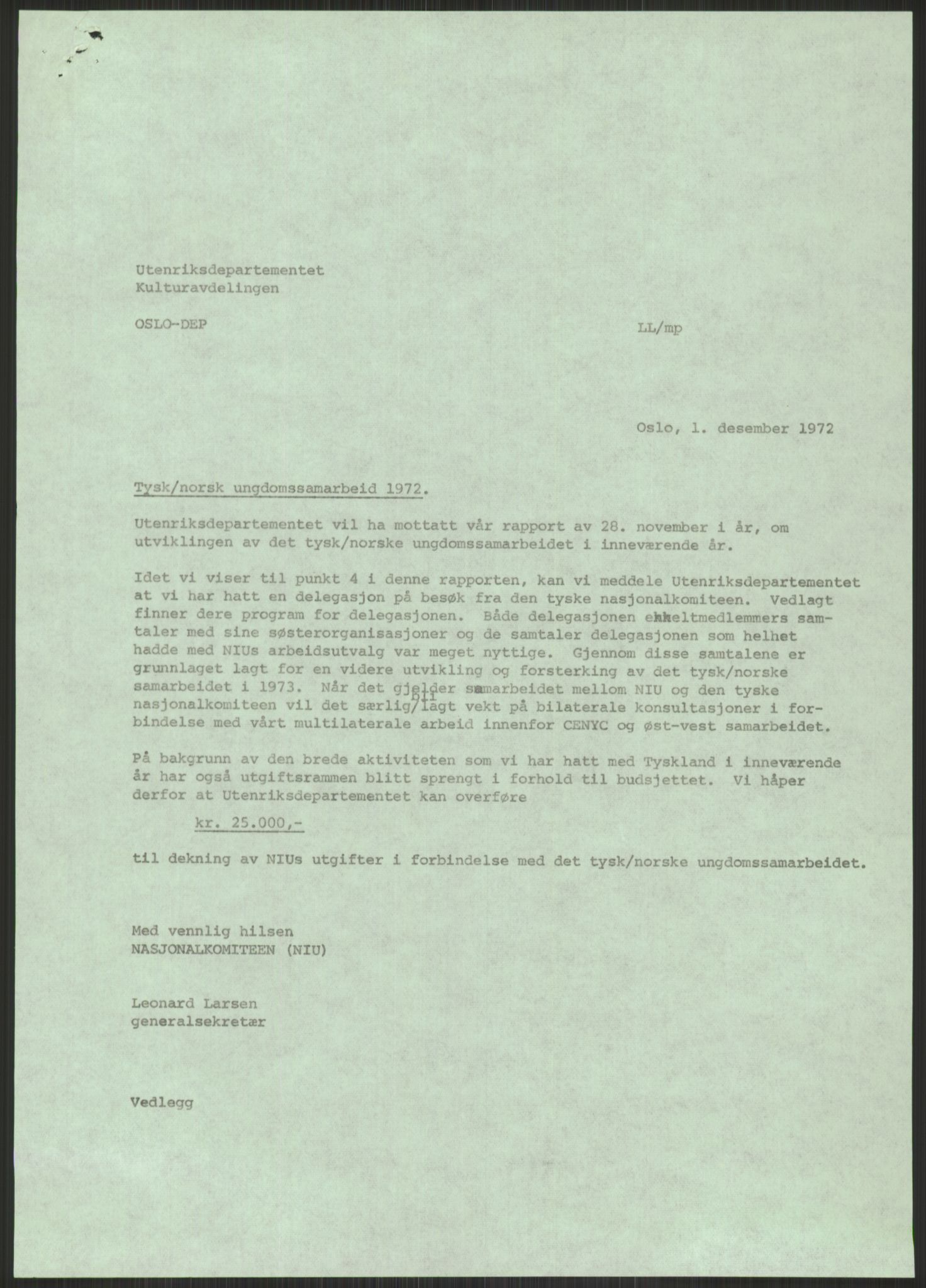 Landsrådet for Norges barne- og ungdomsorganisasjoner (LNU), RA/PA-0691/D/Da/L0081/0004: -- / Tysk-norsk kulturavtale, 1972
