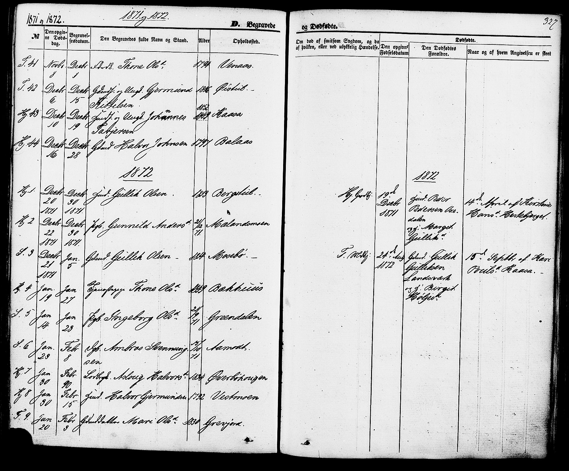Hjartdal kirkebøker, AV/SAKO-A-270/F/Fa/L0009: Ministerialbok nr. I 9, 1860-1879, s. 327