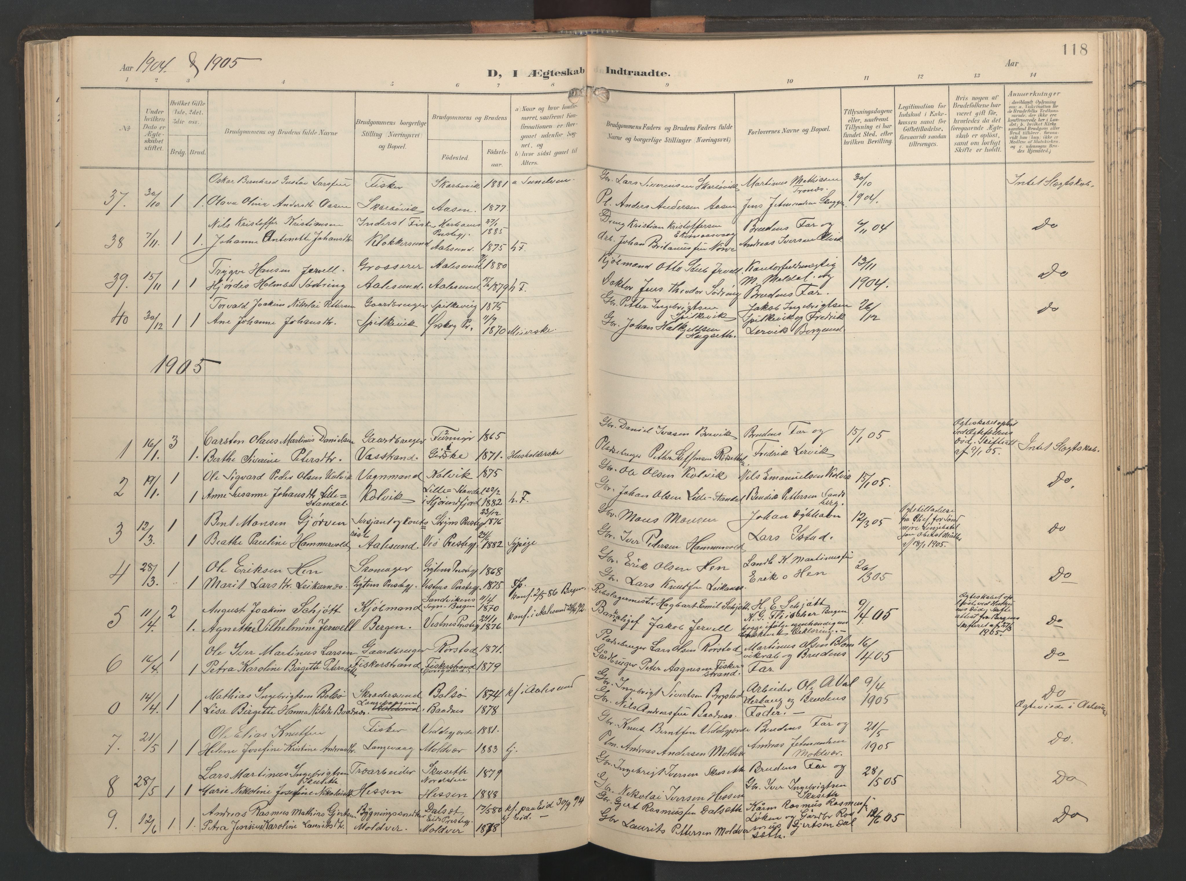 Ministerialprotokoller, klokkerbøker og fødselsregistre - Møre og Romsdal, SAT/A-1454/528/L0433: Klokkerbok nr. 528C14, 1899-1922, s. 118