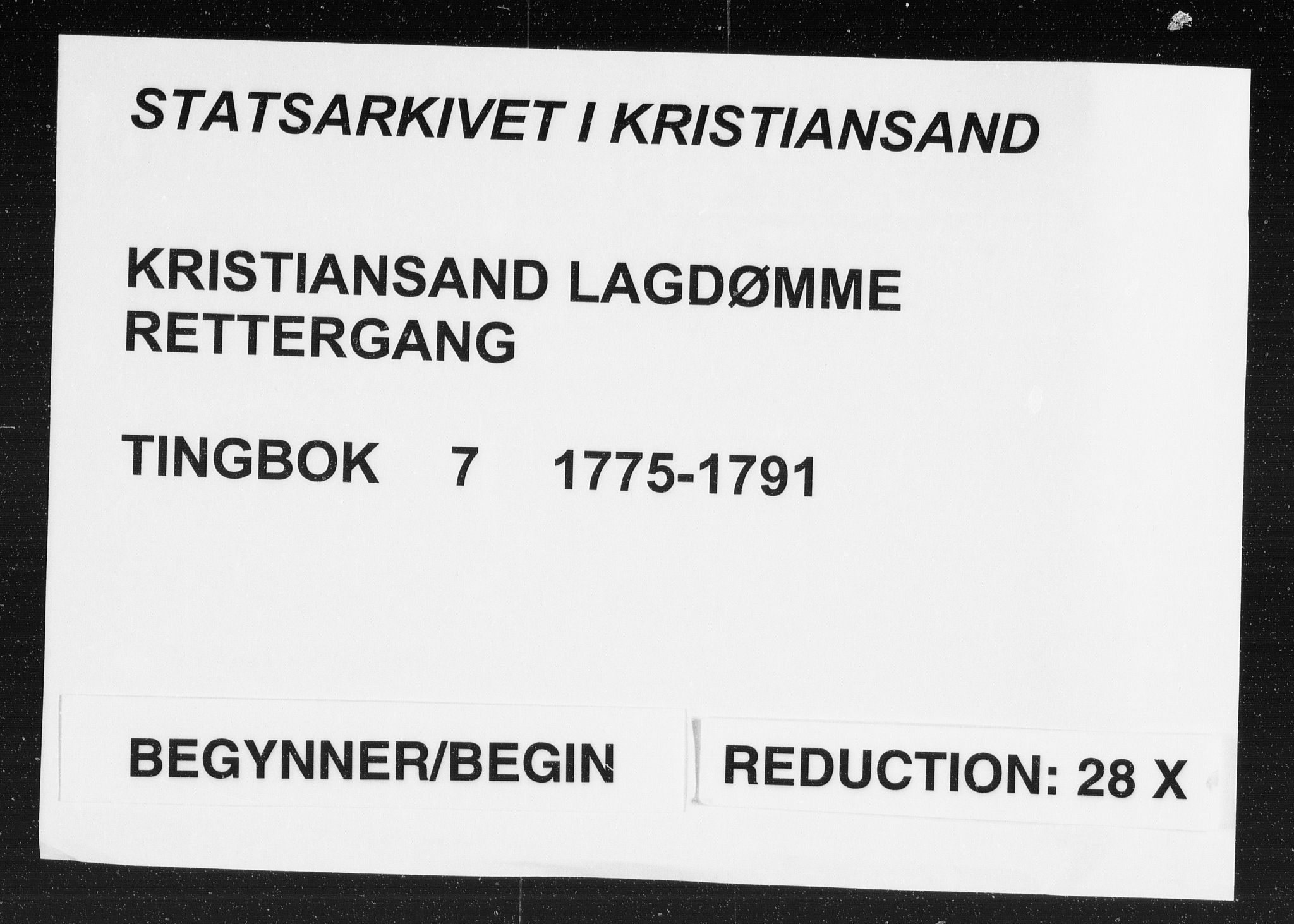 Kristiansand lagdømme, SAK/1232-0001/F/Fb/L0007: Tingbok med register, 1775-1791