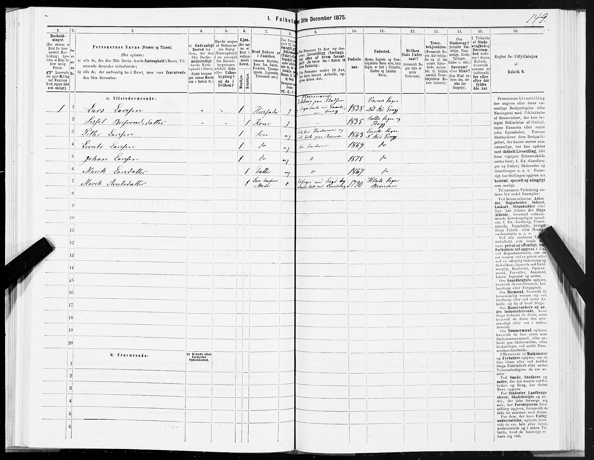 SAT, Folketelling 1875 for 1714P Nedre Stjørdal prestegjeld, 1875, s. 9149