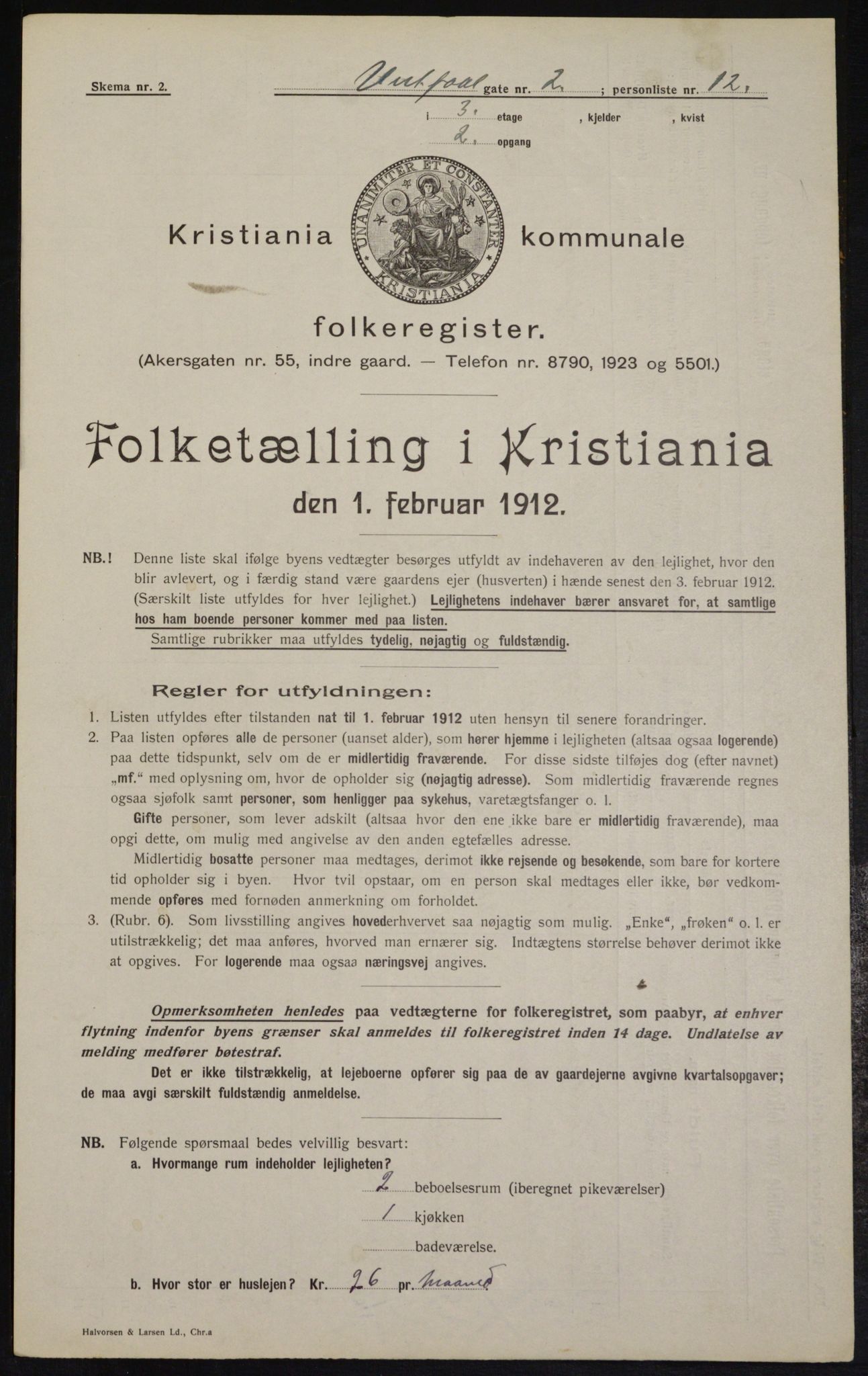 OBA, Kommunal folketelling 1.2.1912 for Kristiania, 1912, s. 122377