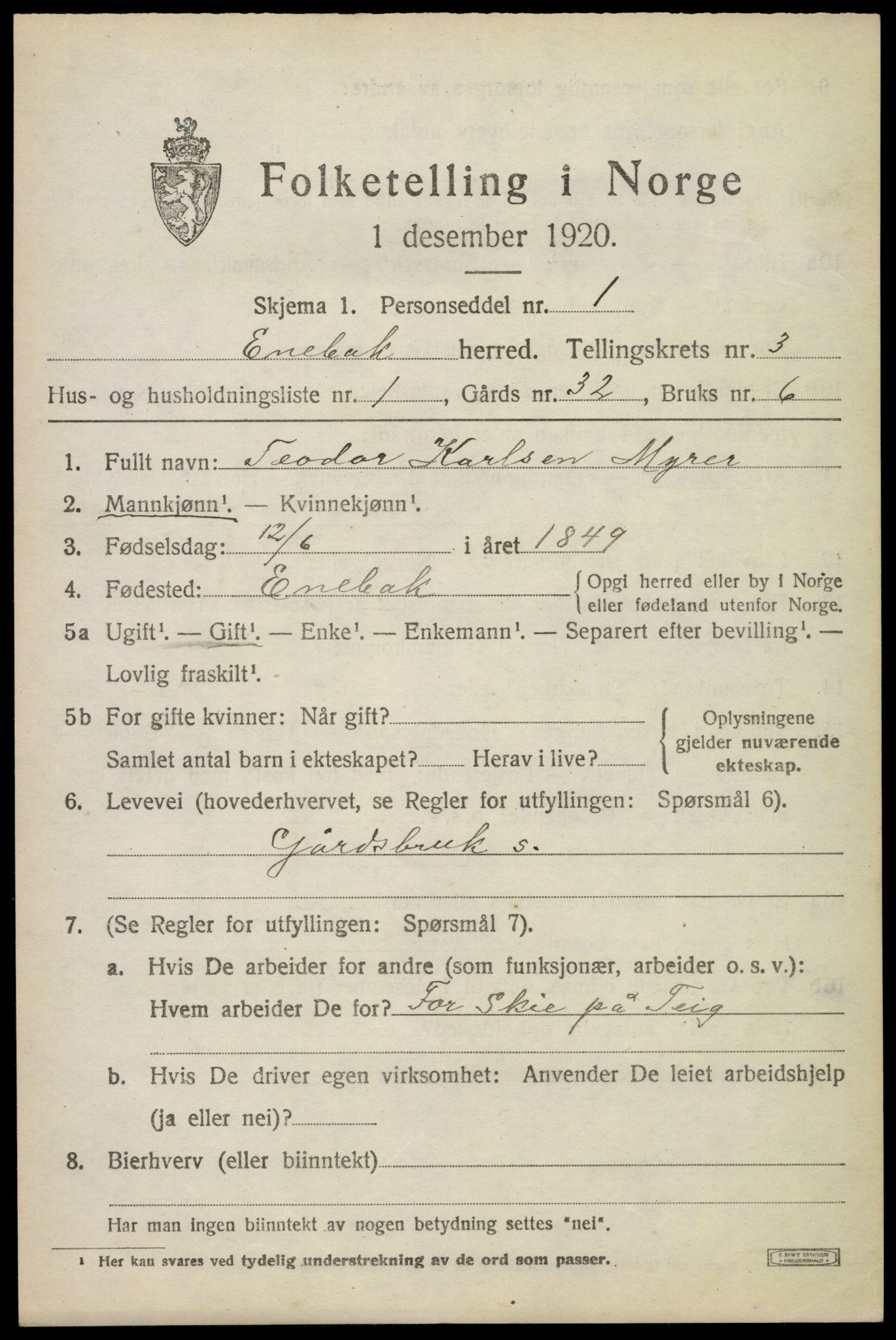 SAO, Folketelling 1920 for 0229 Enebakk herred, 1920, s. 2745