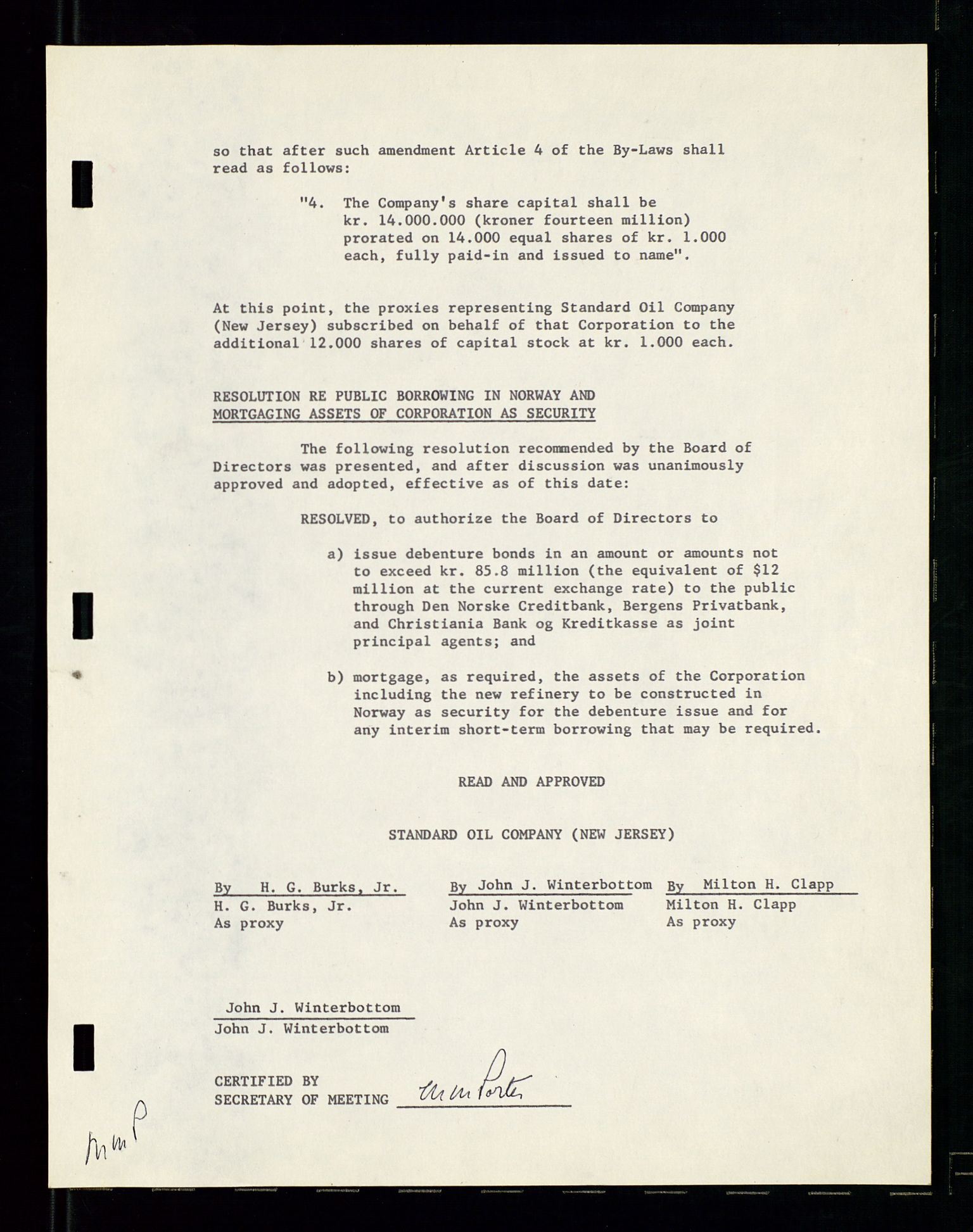 PA 1537 - A/S Essoraffineriet Norge, AV/SAST-A-101957/A/Aa/L0001/0002: Styremøter / Shareholder meetings, board meetings, by laws (vedtekter), 1957-1960, s. 75