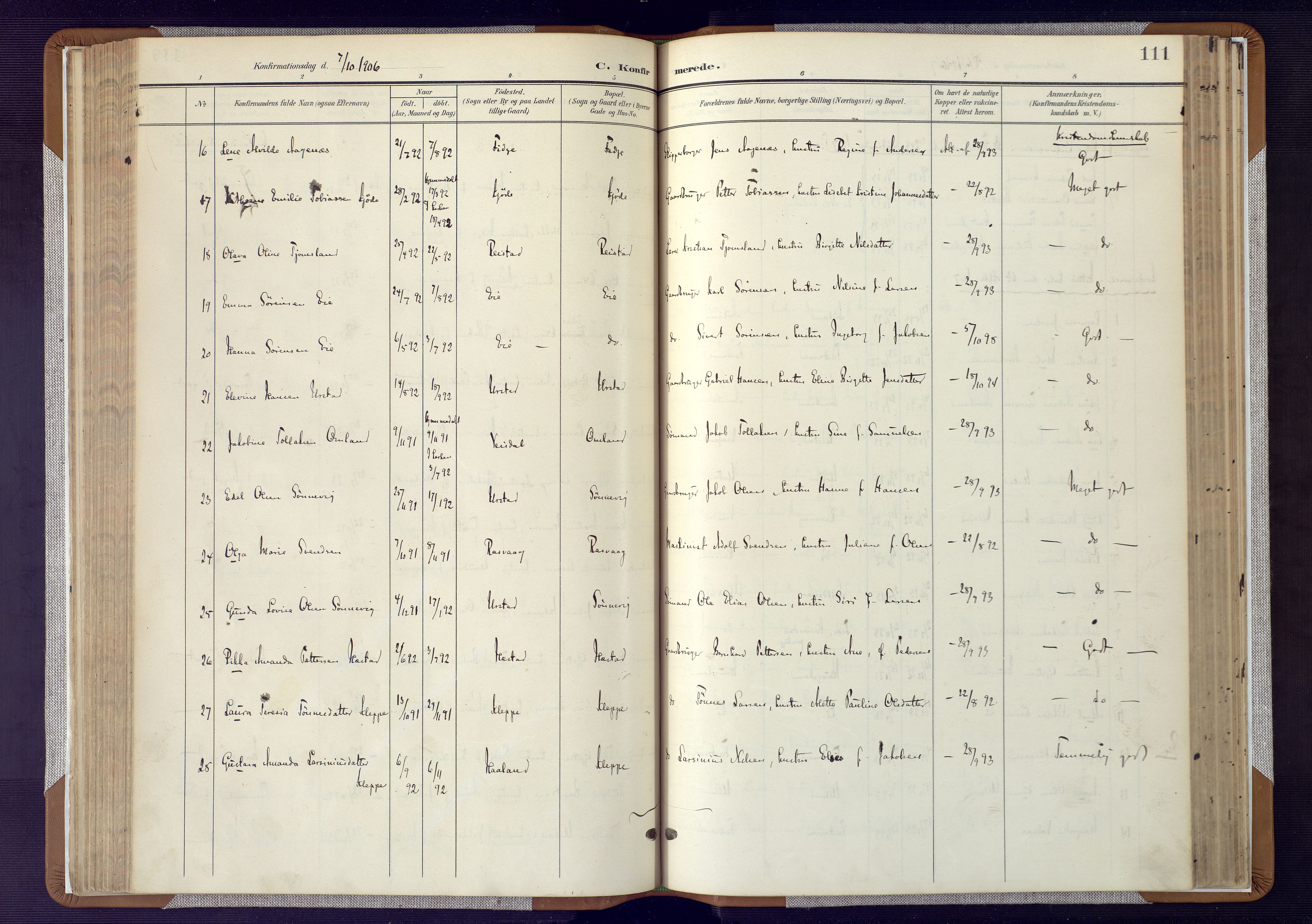Flekkefjord sokneprestkontor, AV/SAK-1111-0012/F/Fa/Fab/L0007: Ministerialbok nr. A 7, 1902-1921, s. 111
