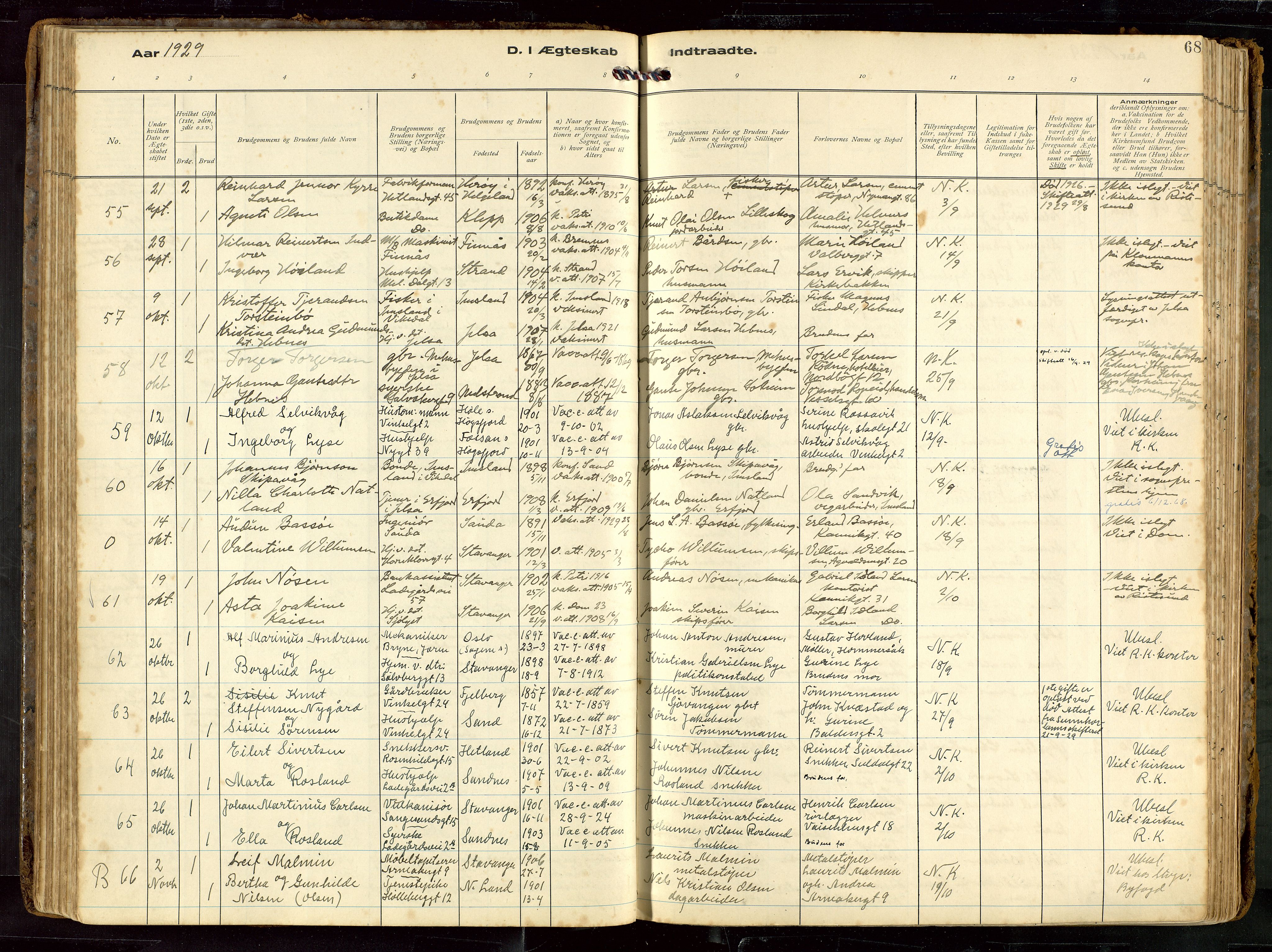 St. Petri sokneprestkontor, AV/SAST-A-101813/002/D/L0002: Ministerialbok nr. A 27, 1921-1942, s. 68