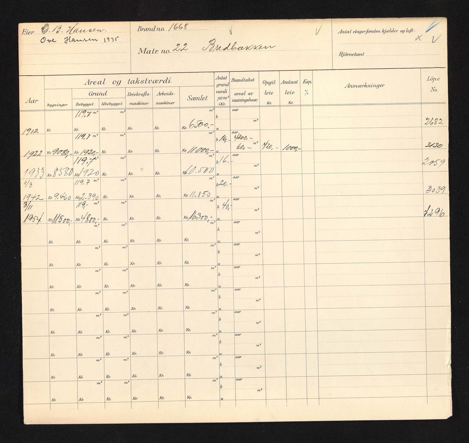 Stavanger kommune. Skattetakstvesenet, BYST/A-0440/F/Fa/Faa/L0006/0002: Skattetakstkort / Breibakken 21 - Breigata 6