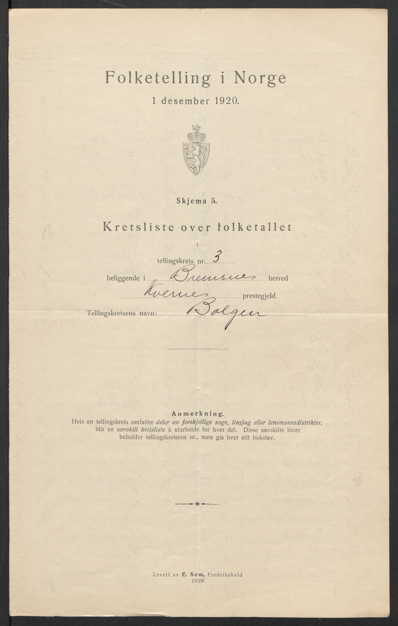 SAT, Folketelling 1920 for 1554 Bremsnes herred, 1920, s. 12