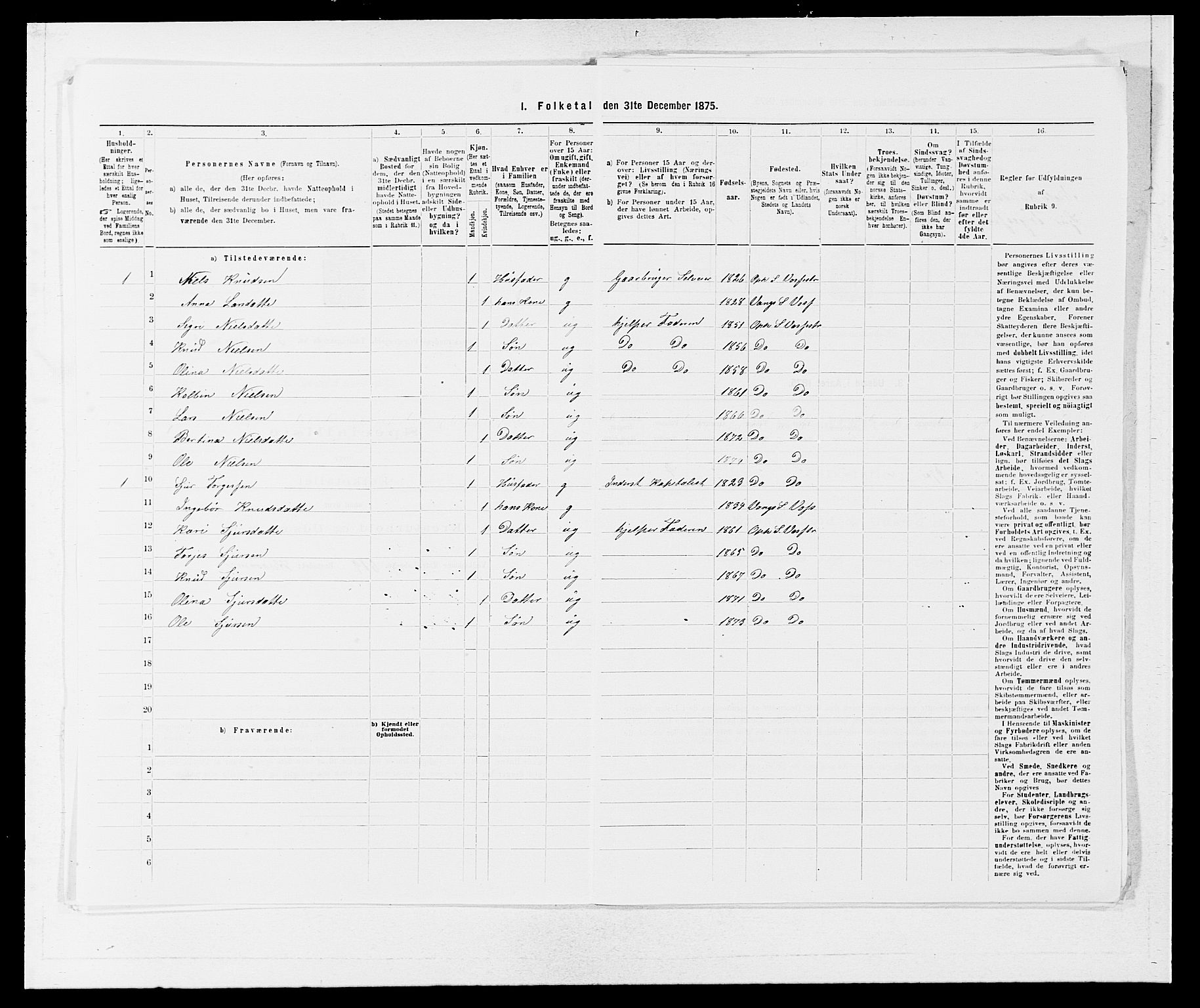 SAB, Folketelling 1875 for 1236P Vossestrand prestegjeld, 1875, s. 470