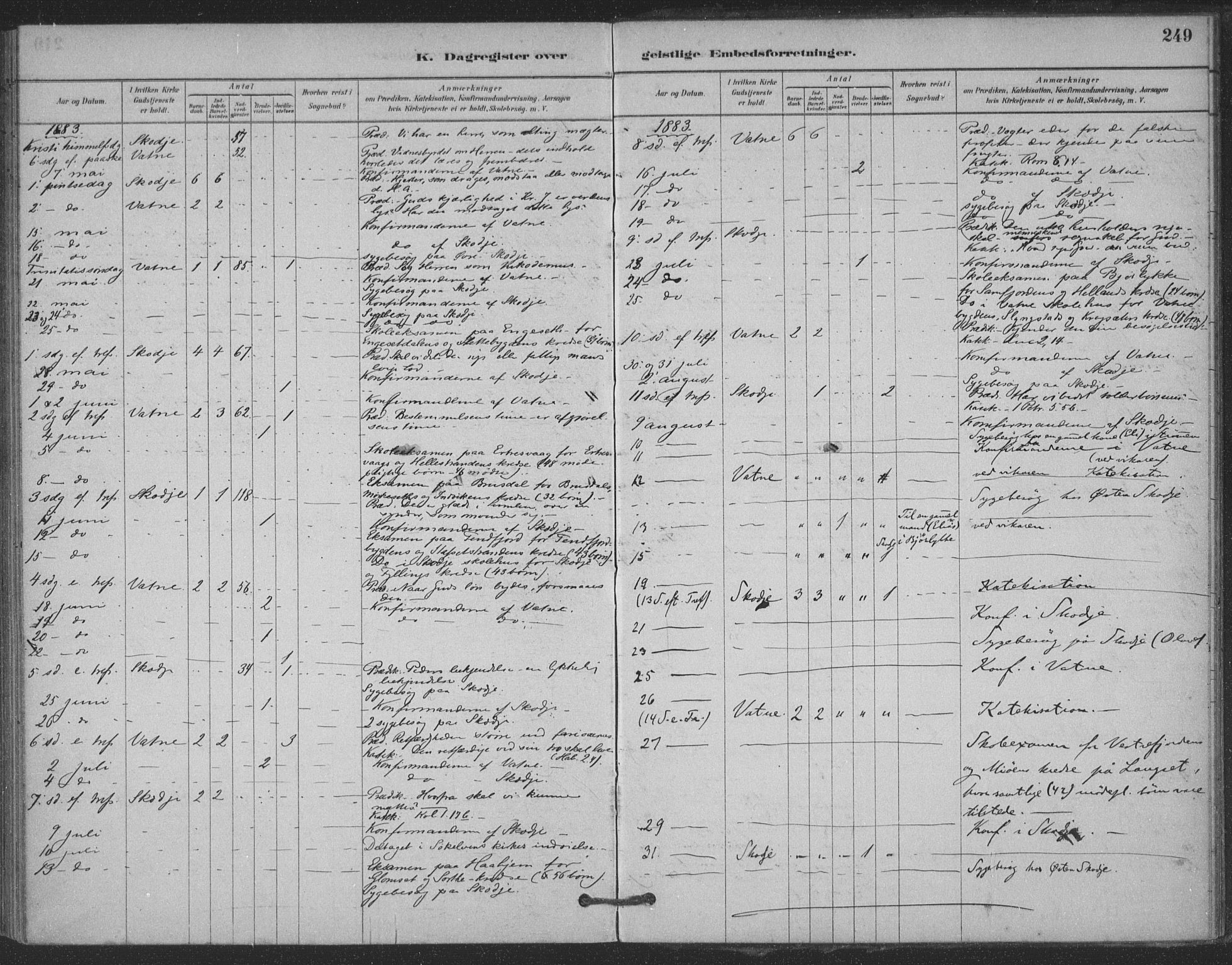 Ministerialprotokoller, klokkerbøker og fødselsregistre - Møre og Romsdal, AV/SAT-A-1454/524/L0356: Ministerialbok nr. 524A08, 1880-1899, s. 249