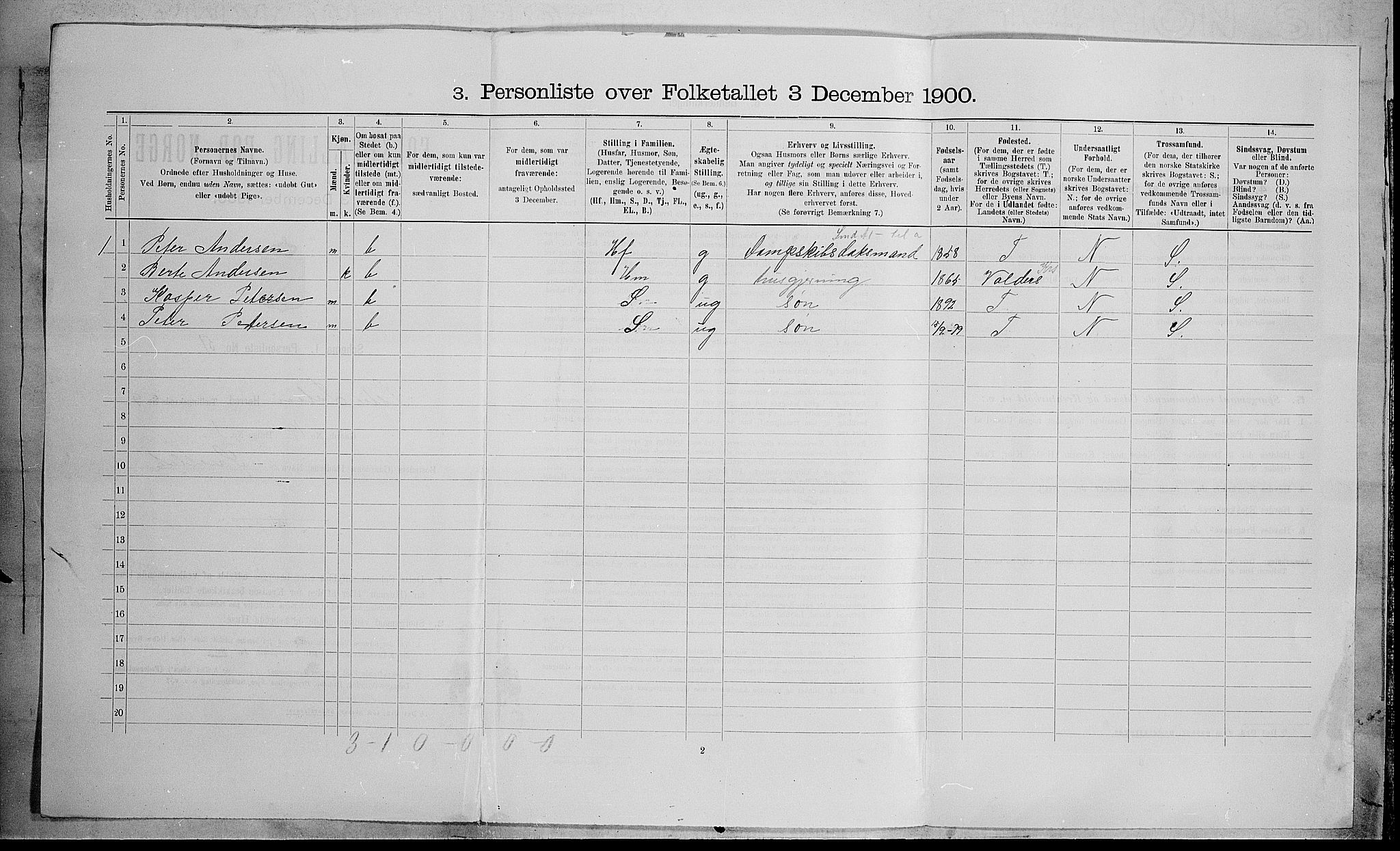 SAH, Folketelling 1900 for 0528 Østre Toten herred, 1900, s. 2594