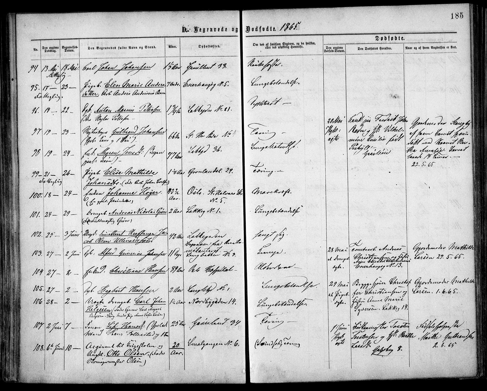 Grønland prestekontor Kirkebøker, AV/SAO-A-10848/F/Fa/L0003: Ministerialbok nr. 3, 1862-1868, s. 185