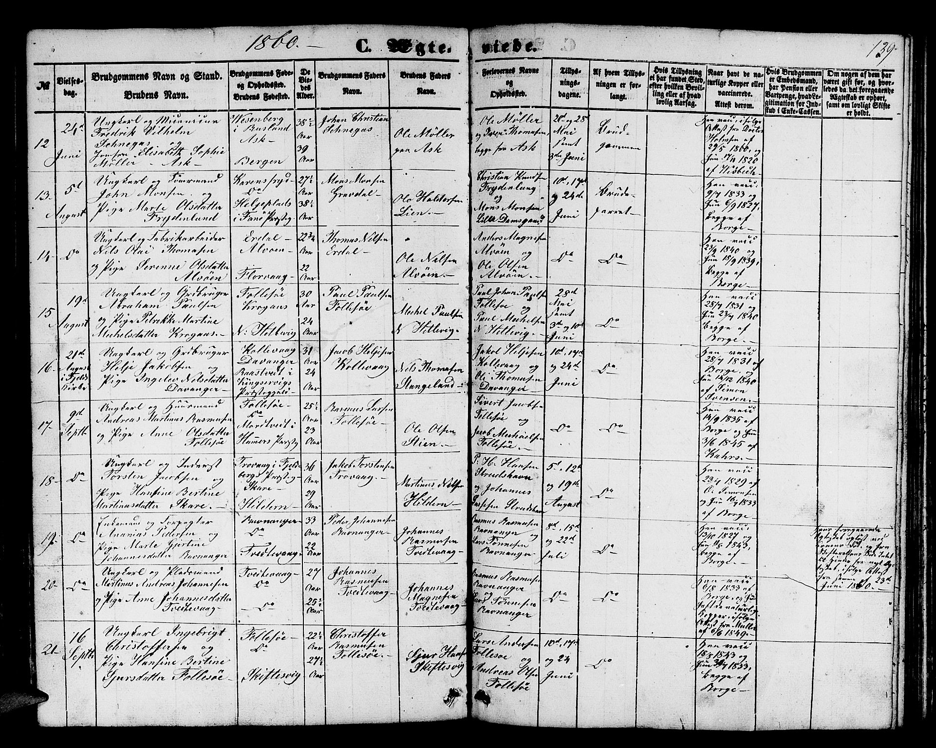 Askøy Sokneprestembete, AV/SAB-A-74101/H/Ha/Hab/Haba/L0004: Klokkerbok nr. A 4, 1852-1864, s. 139