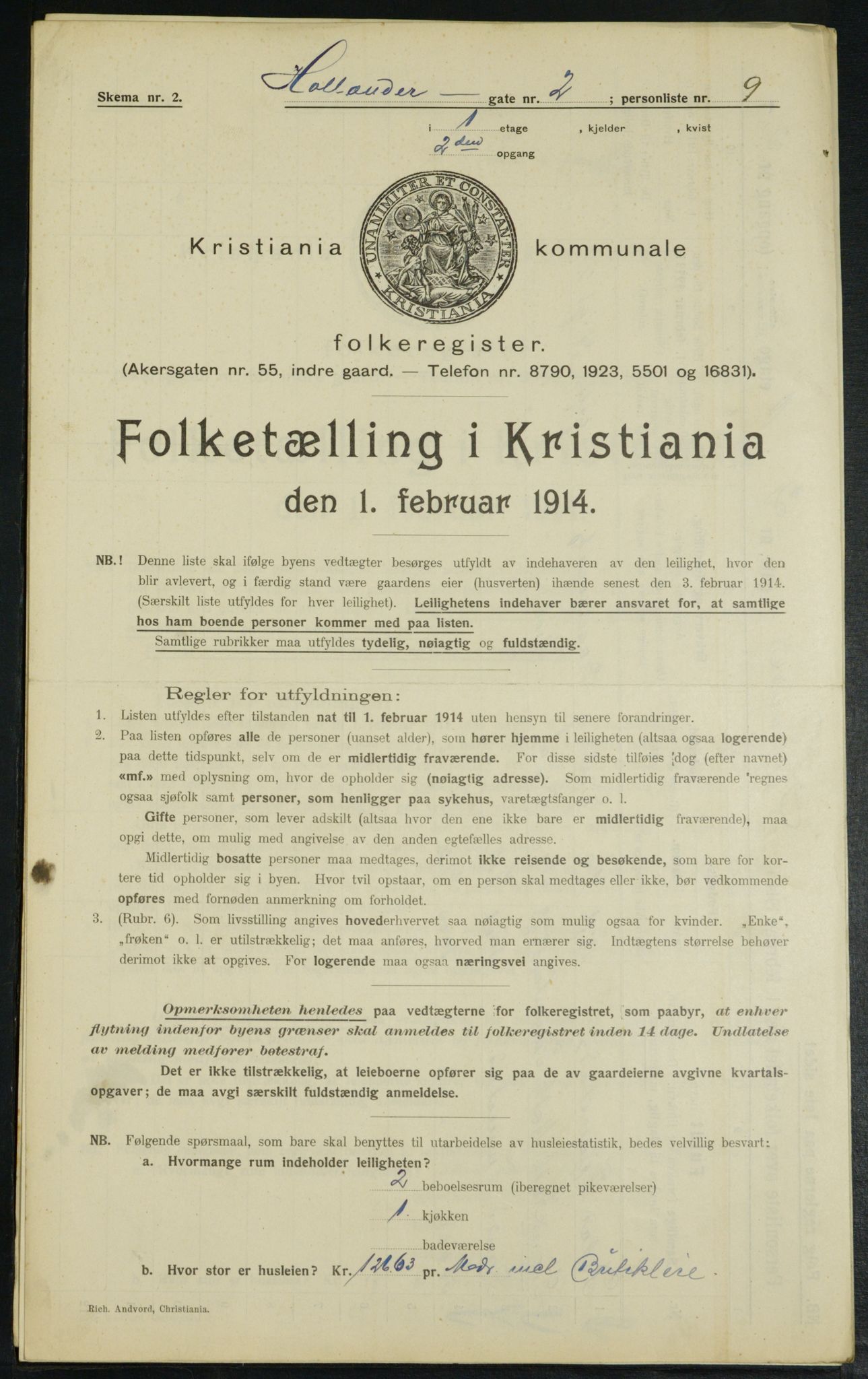 OBA, Kommunal folketelling 1.2.1914 for Kristiania, 1914, s. 40689