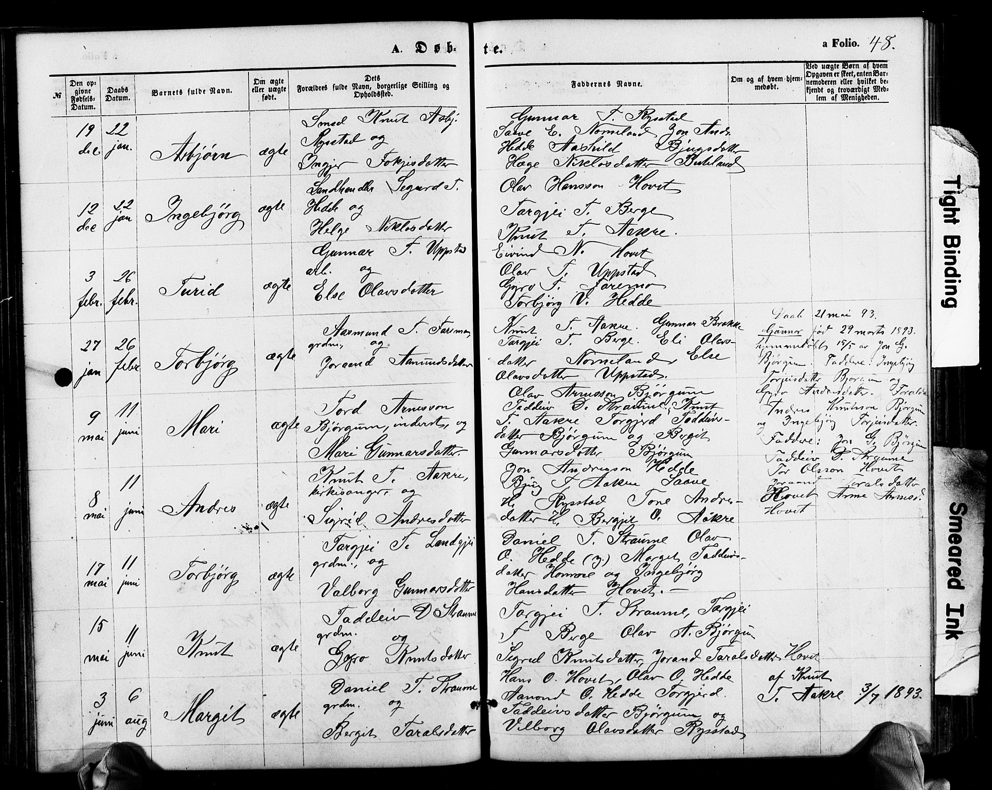 Valle sokneprestkontor, AV/SAK-1111-0044/F/Fb/Fbb/L0002: Klokkerbok nr. B 2, 1875-1921, s. 48