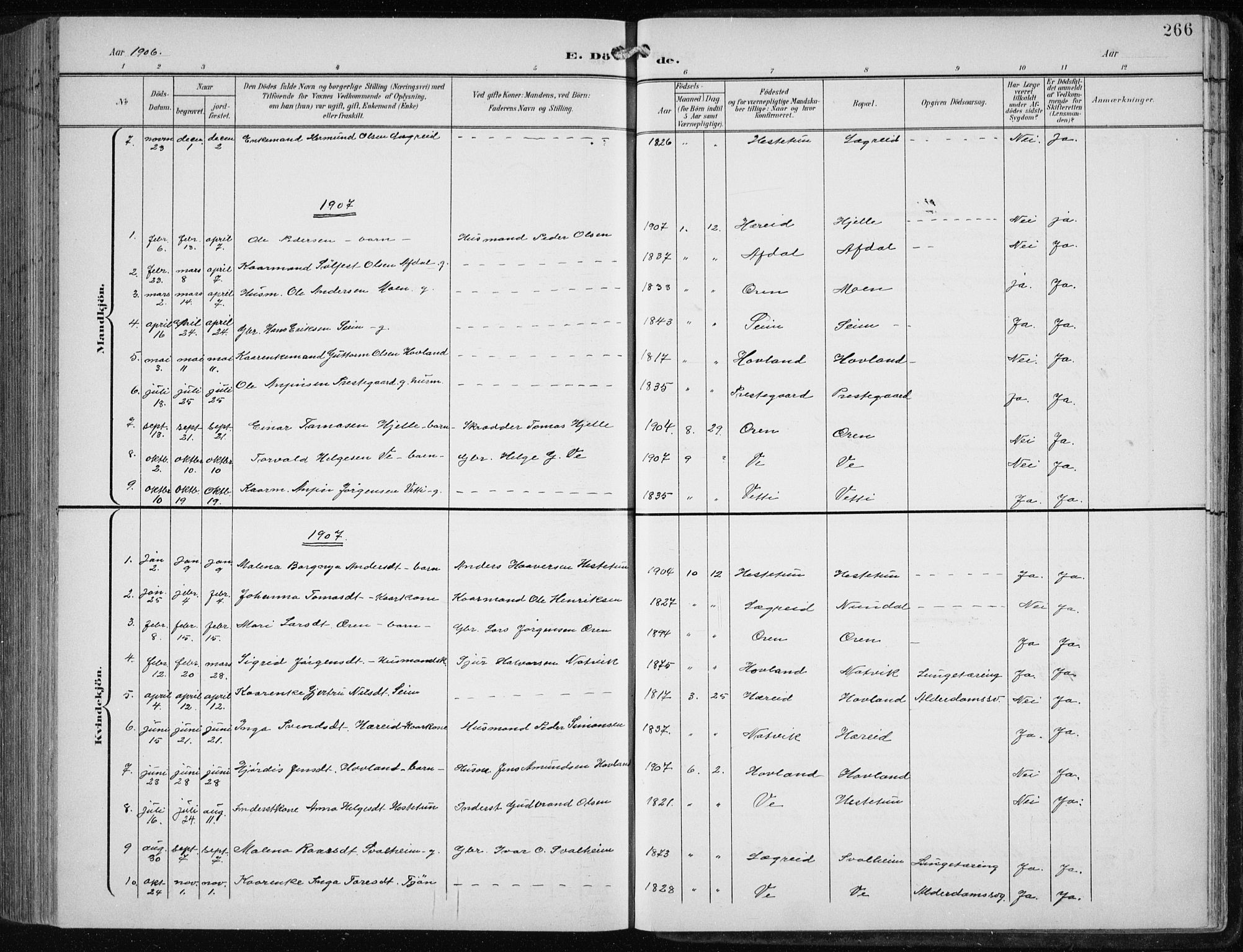 Årdal sokneprestembete, AV/SAB-A-81701: Klokkerbok nr. A 2, 1899-1939, s. 266