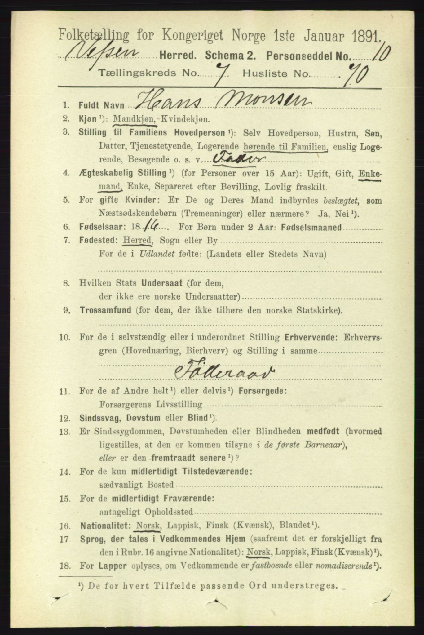 RA, Folketelling 1891 for 1824 Vefsn herred, 1891, s. 4123