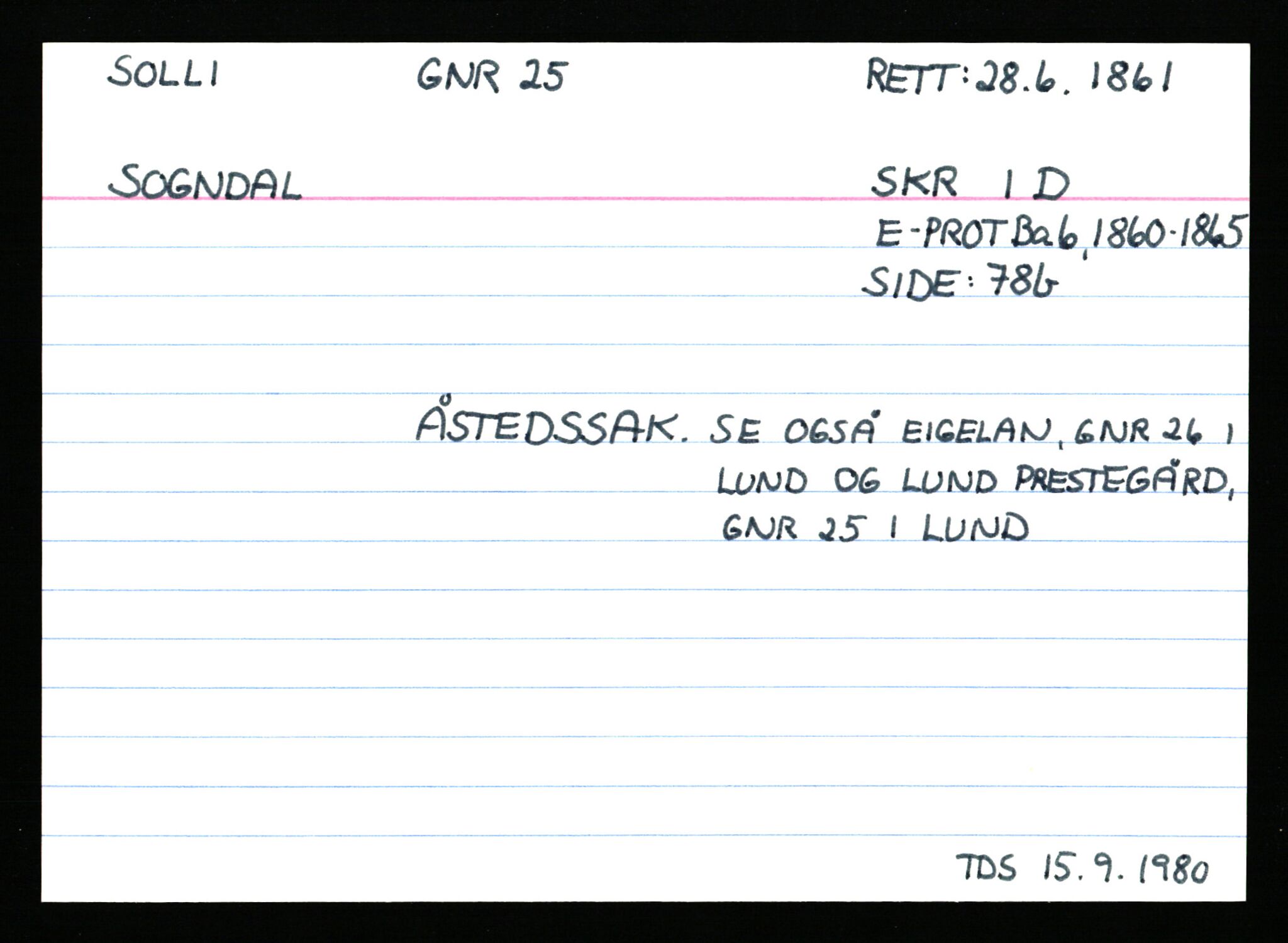 Statsarkivet i Stavanger, AV/SAST-A-101971/03/Y/Ym/L0054: Åstedskort sortert etter gårdsnavn: Soleim - Stavneim, 1600-1950, s. 41