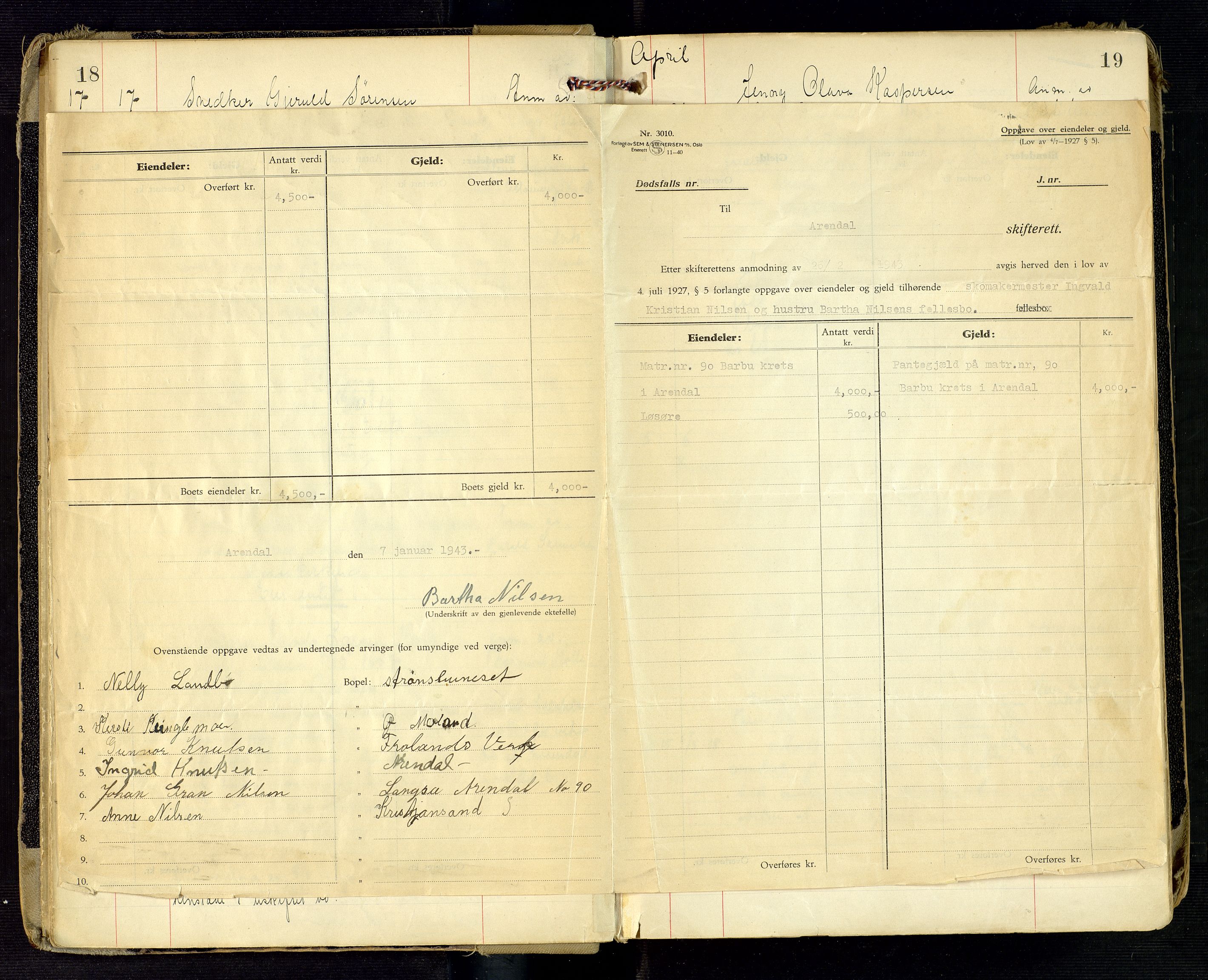 Arendal byfogd, AV/SAK-1222-0001/H/Ha/L0004: Dødsfallsprotokoll, 1917-1926, s. 18-19