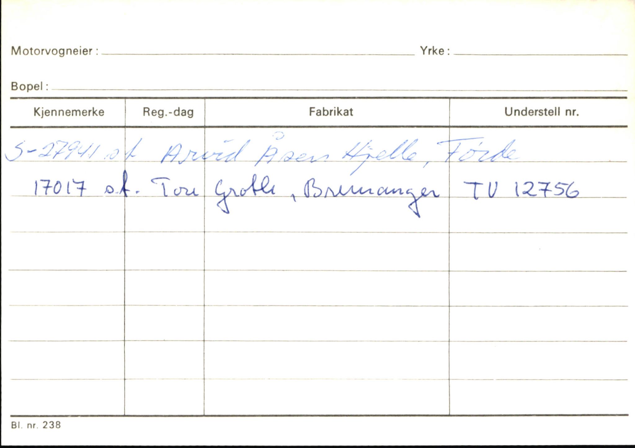 Statens vegvesen, Sogn og Fjordane vegkontor, AV/SAB-A-5301/4/F/L0145: Registerkort Vågsøy S-Å. Årdal I-P, 1945-1975, s. 271