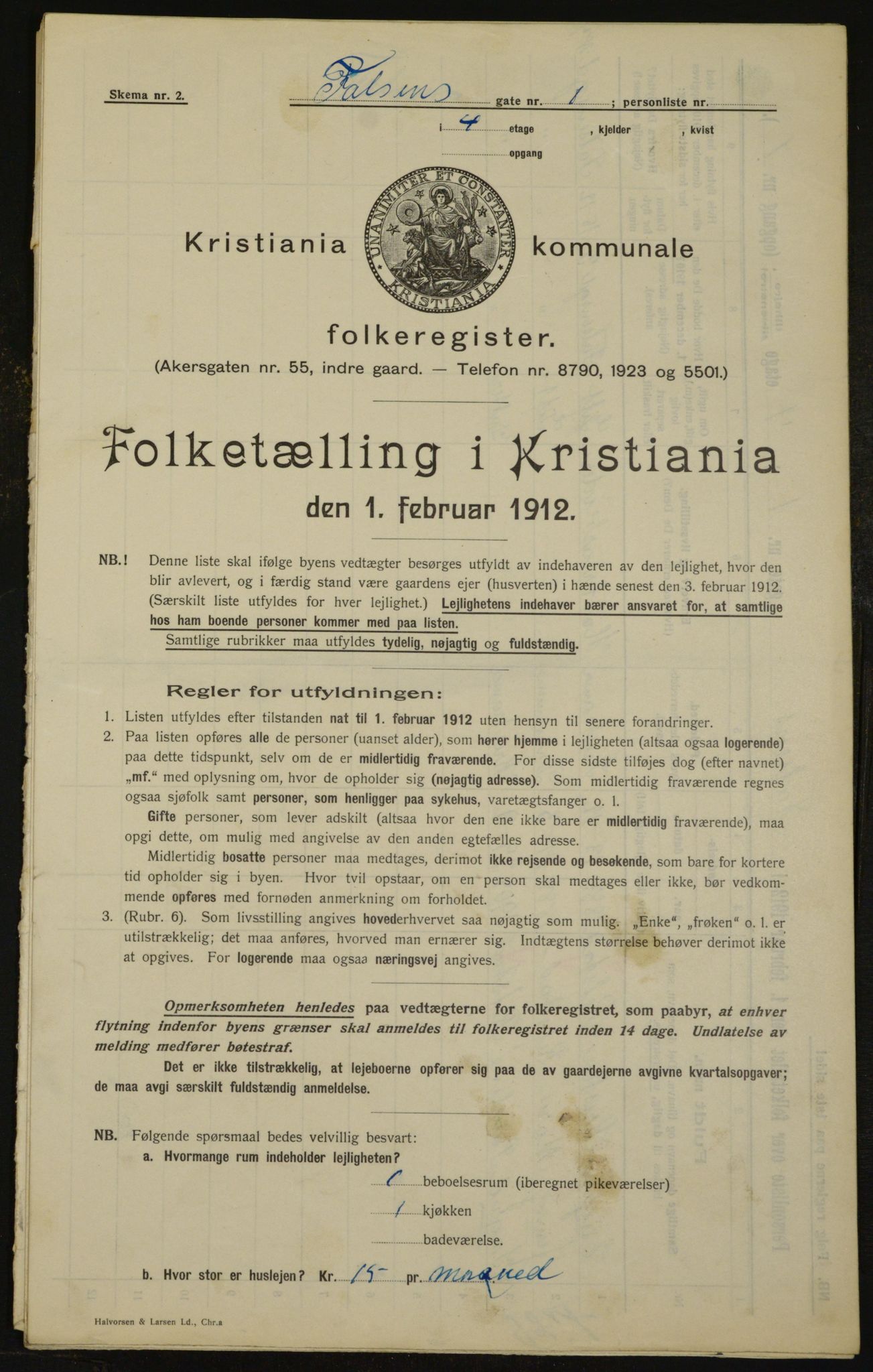 OBA, Kommunal folketelling 1.2.1912 for Kristiania, 1912, s. 23233