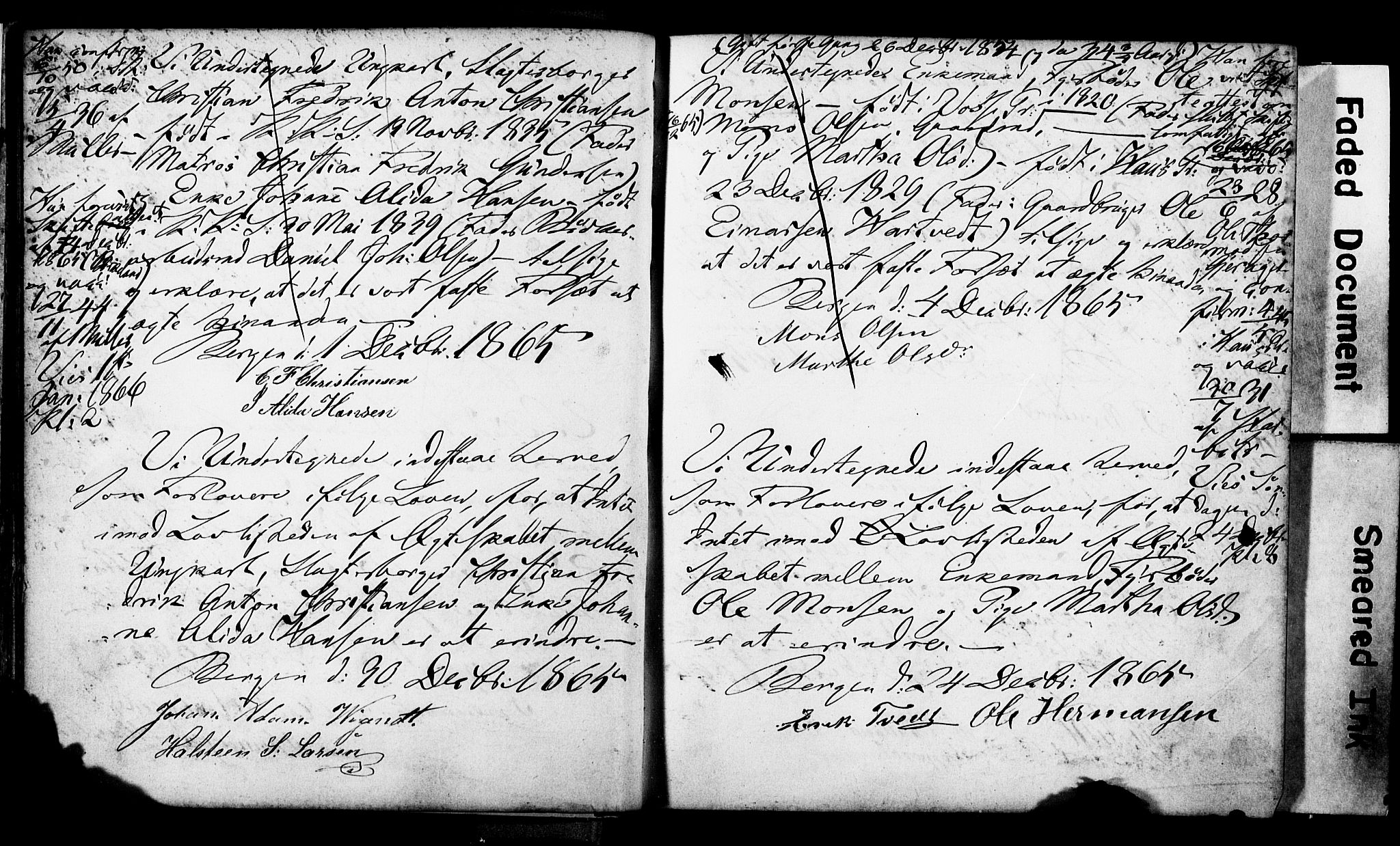 Korskirken sokneprestembete, SAB/A-76101: Forlovererklæringer nr. II.5.3, 1865-1871, s. 19