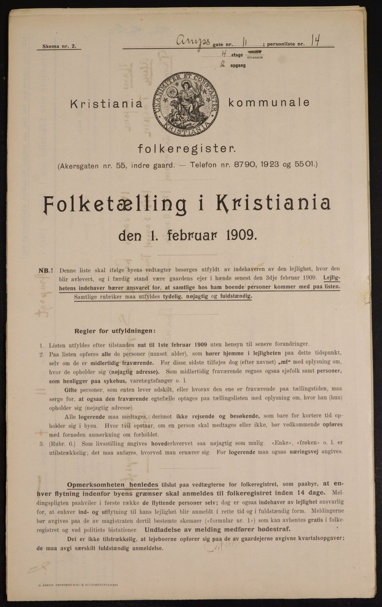 OBA, Kommunal folketelling 1.2.1909 for Kristiania kjøpstad, 1909, s. 2148