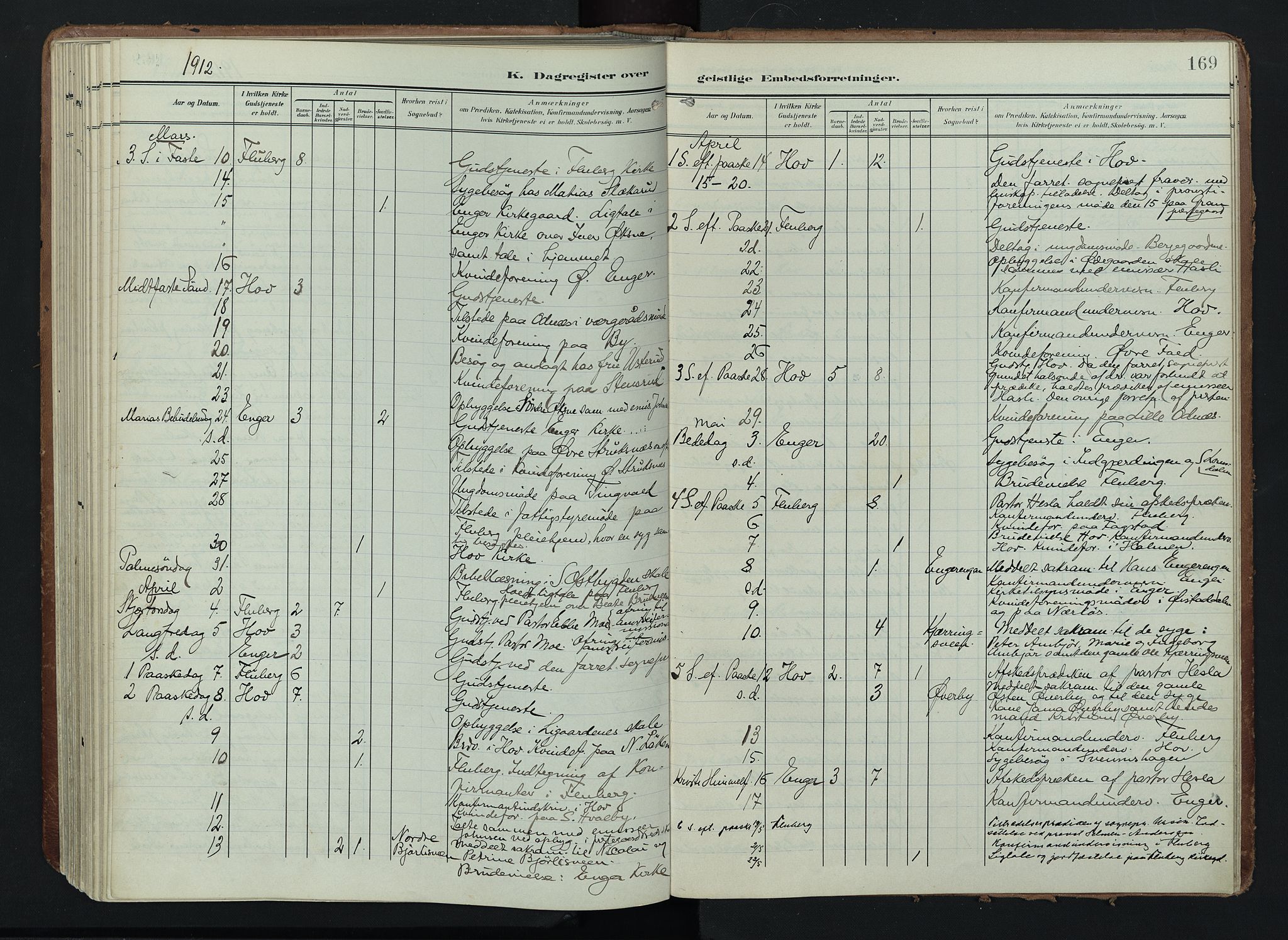 Søndre Land prestekontor, AV/SAH-PREST-122/K/L0005: Ministerialbok nr. 5, 1905-1914, s. 169