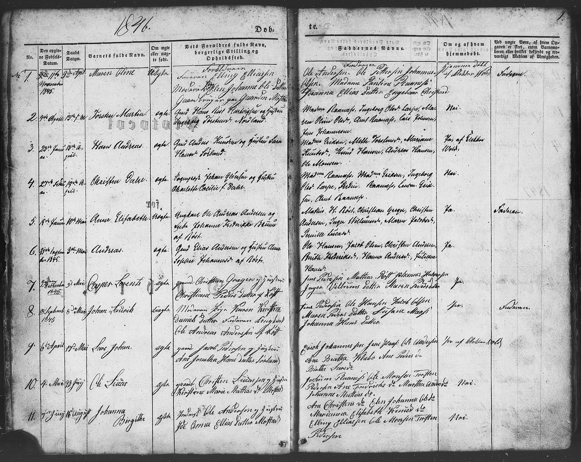 Ministerialprotokoller, klokkerbøker og fødselsregistre - Nordland, SAT/A-1459/807/L0121: Ministerialbok nr. 807A04, 1846-1879, s. 1