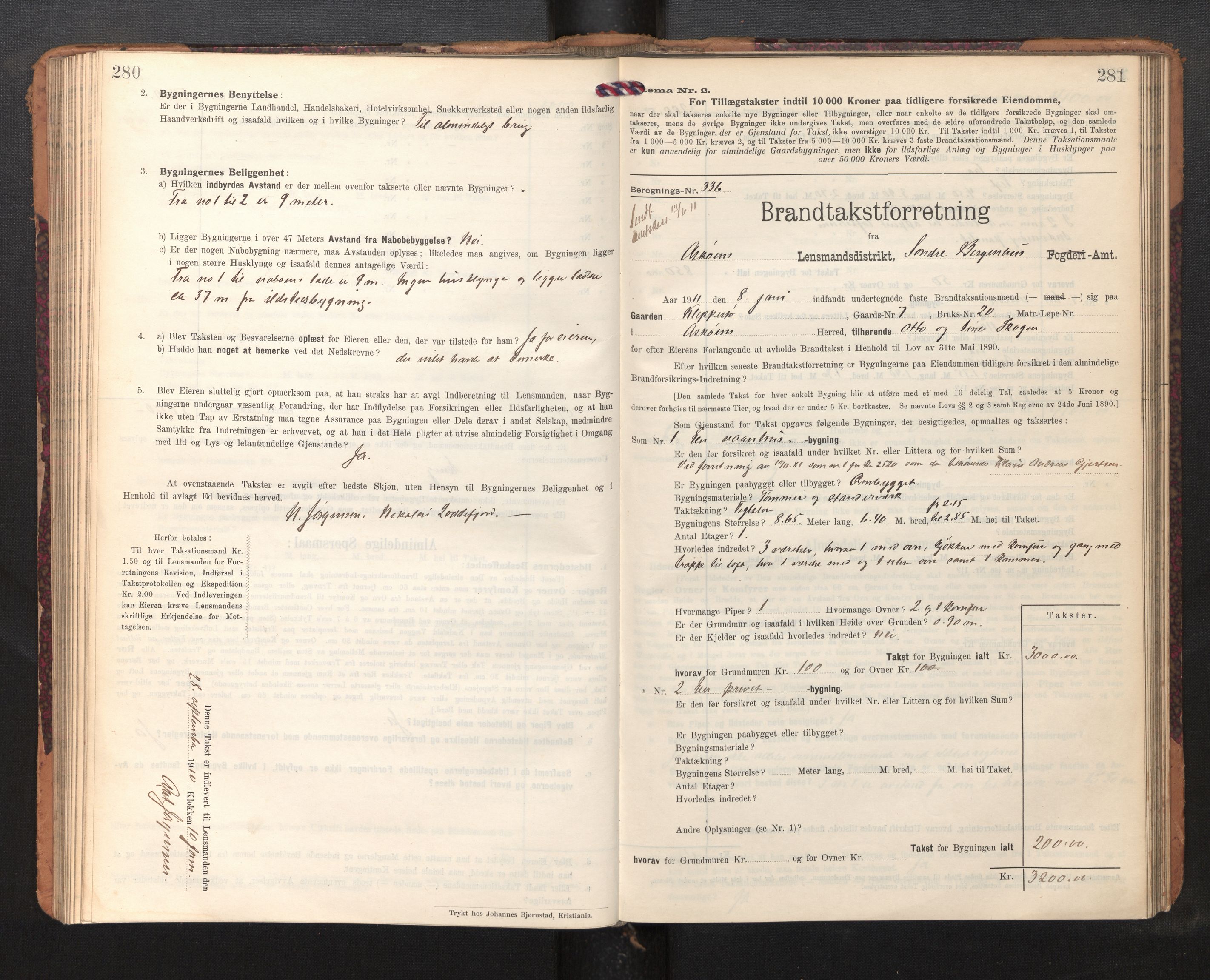 Lensmannen i Askøy, SAB/A-31001/0012/L0007: Branntakstprotokoll, skjematakst, 1910-1919, s. 280-281