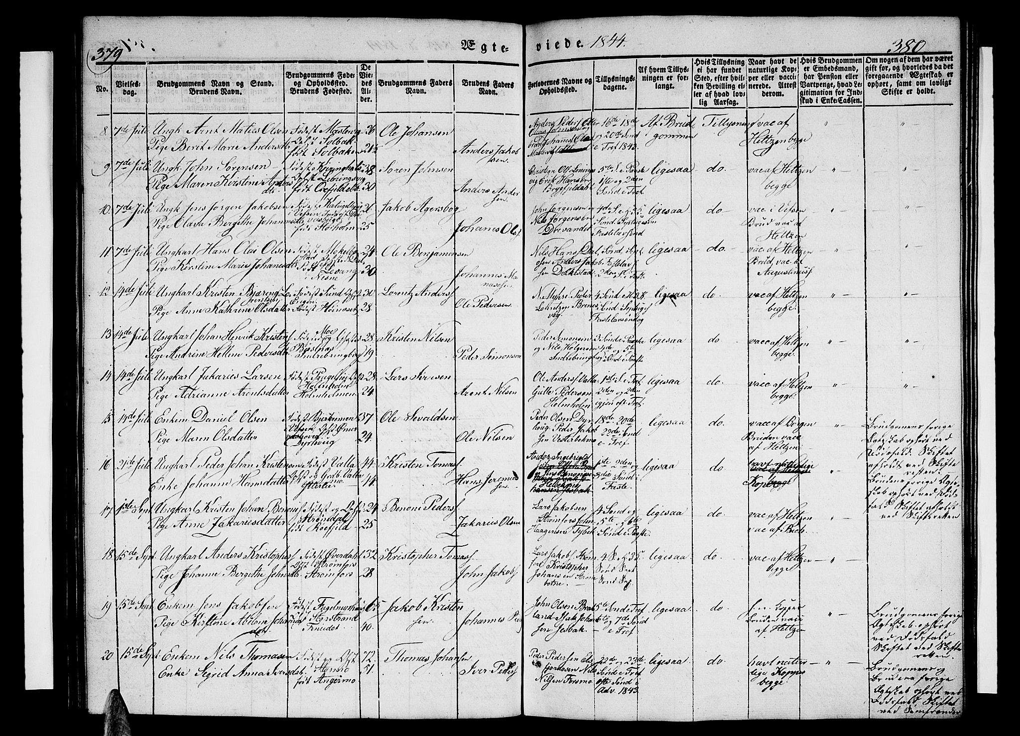 Ministerialprotokoller, klokkerbøker og fødselsregistre - Nordland, AV/SAT-A-1459/825/L0364: Klokkerbok nr. 825C01, 1841-1863, s. 379-380