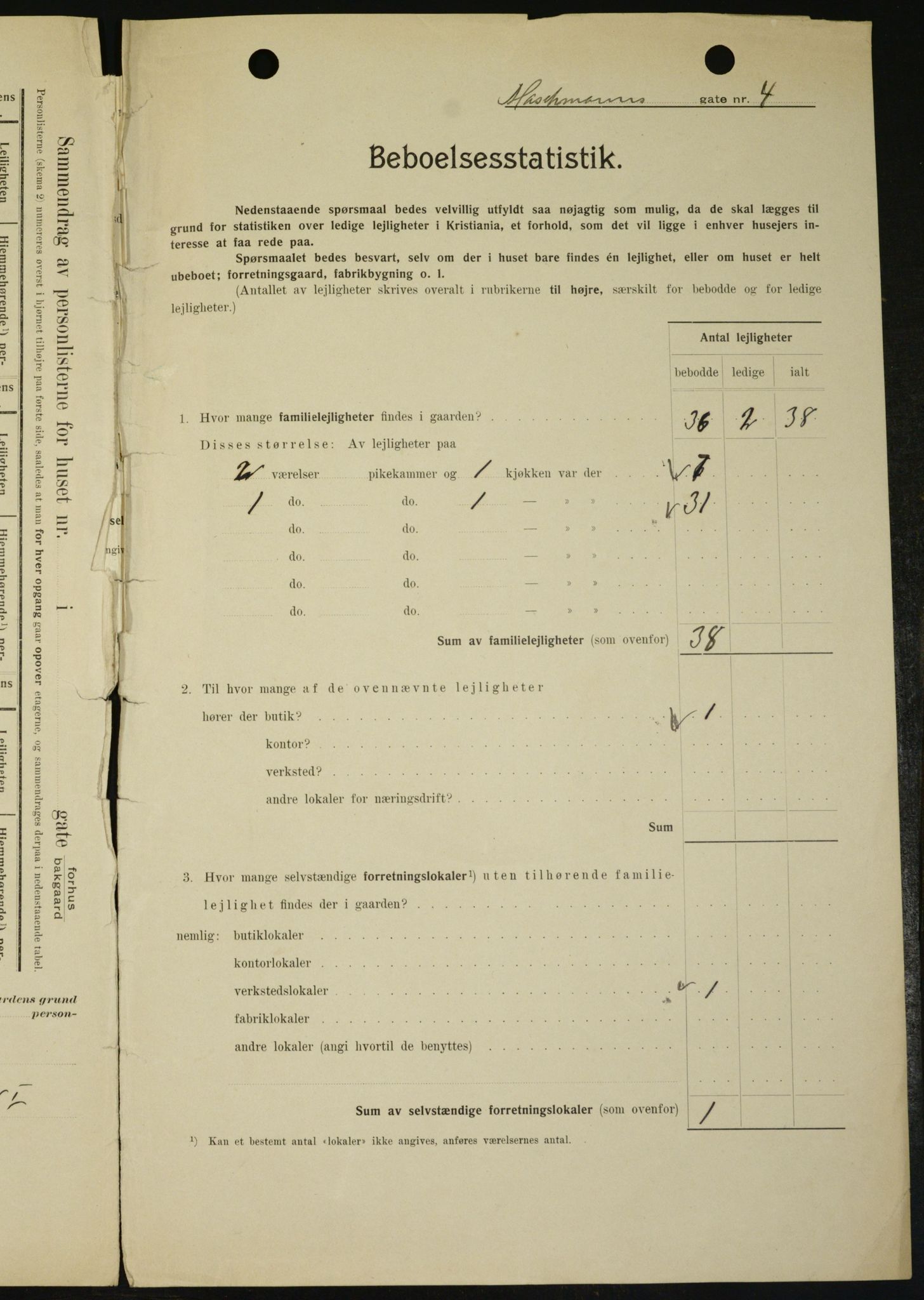 OBA, Kommunal folketelling 1.2.1909 for Kristiania kjøpstad, 1909, s. 58767