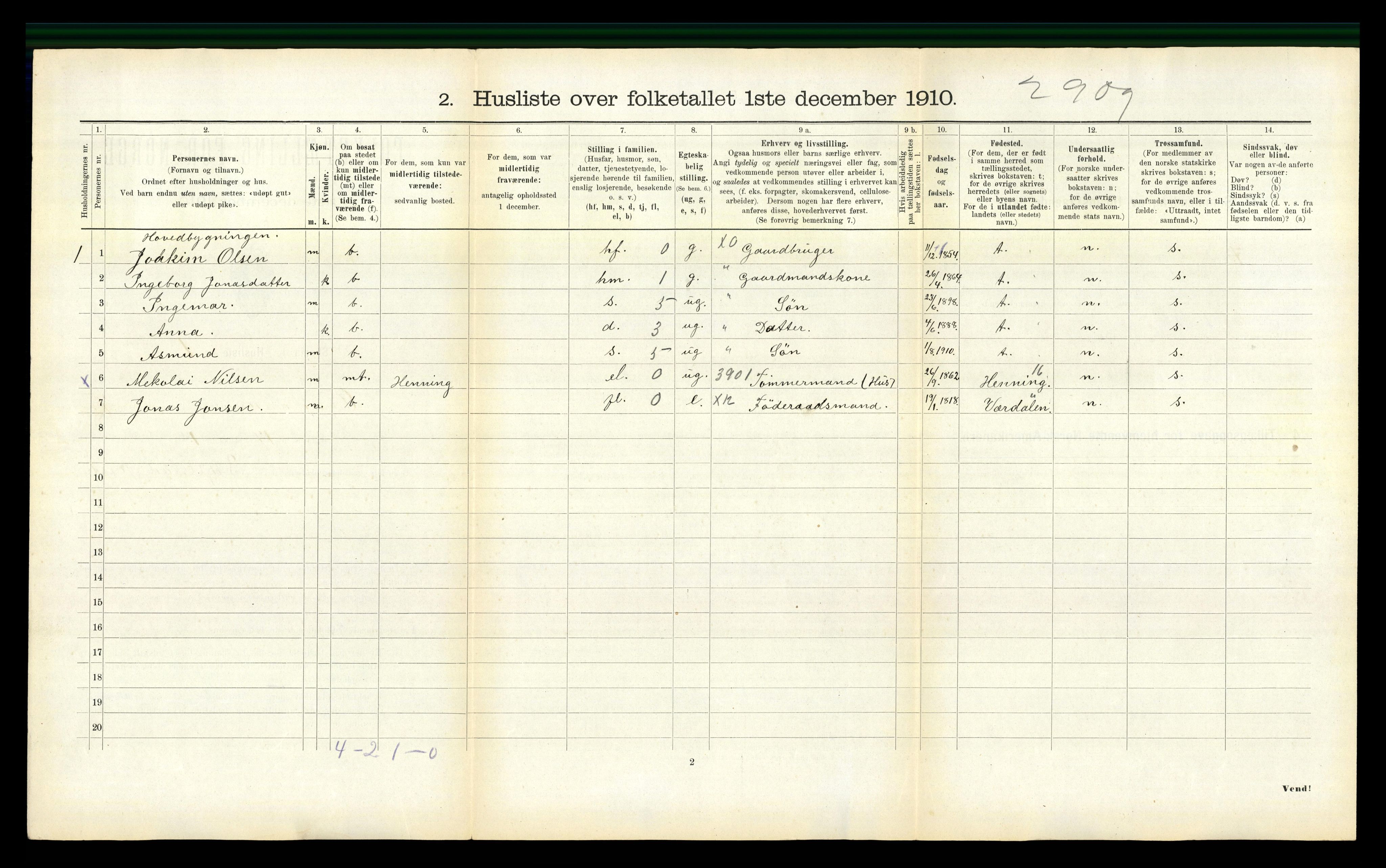 RA, Folketelling 1910 for 1732 Ogndal herred, 1910, s. 449