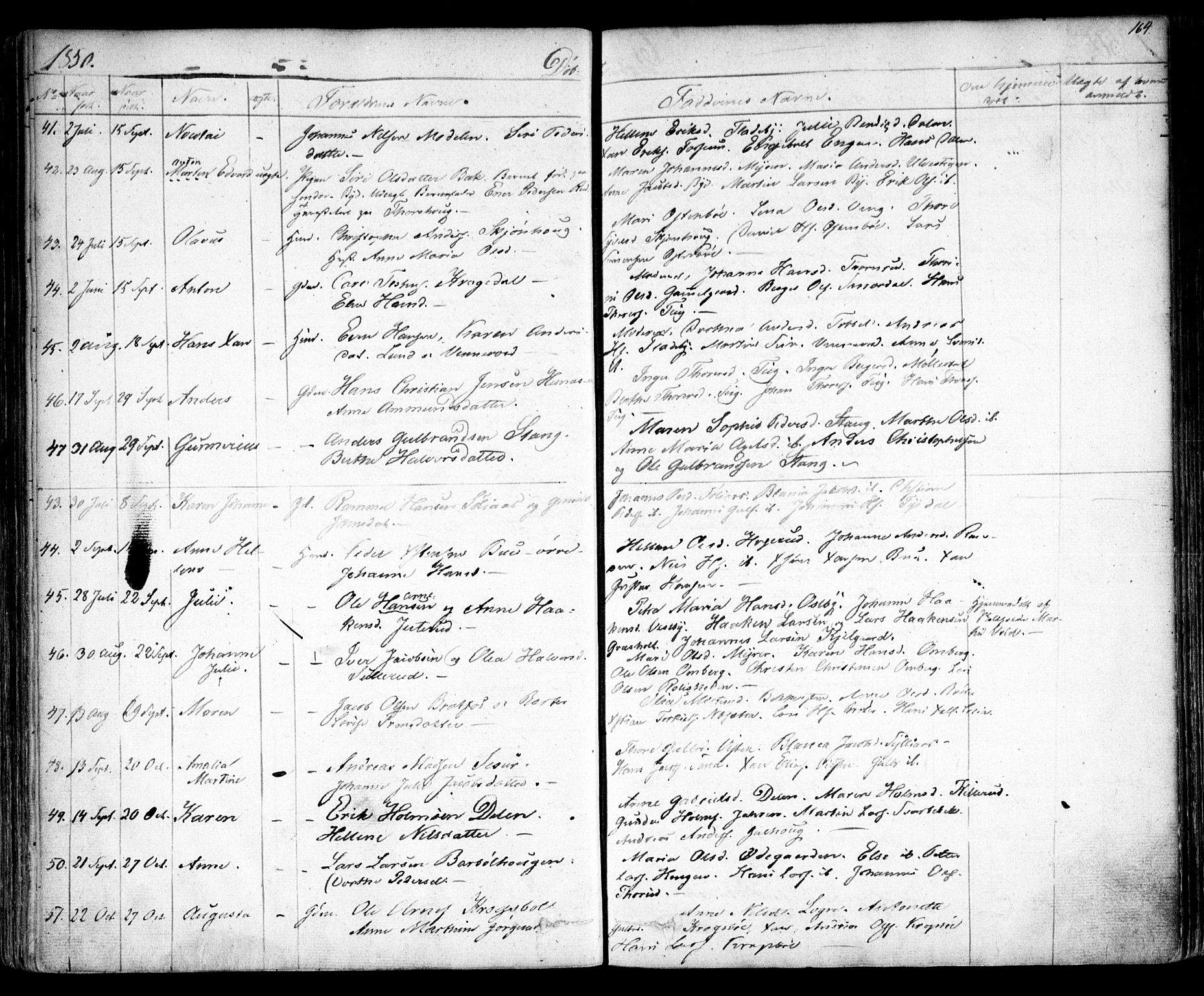 Enebakk prestekontor Kirkebøker, SAO/A-10171c/F/Fa/L0009: Ministerialbok nr. I 9, 1832-1861, s. 164