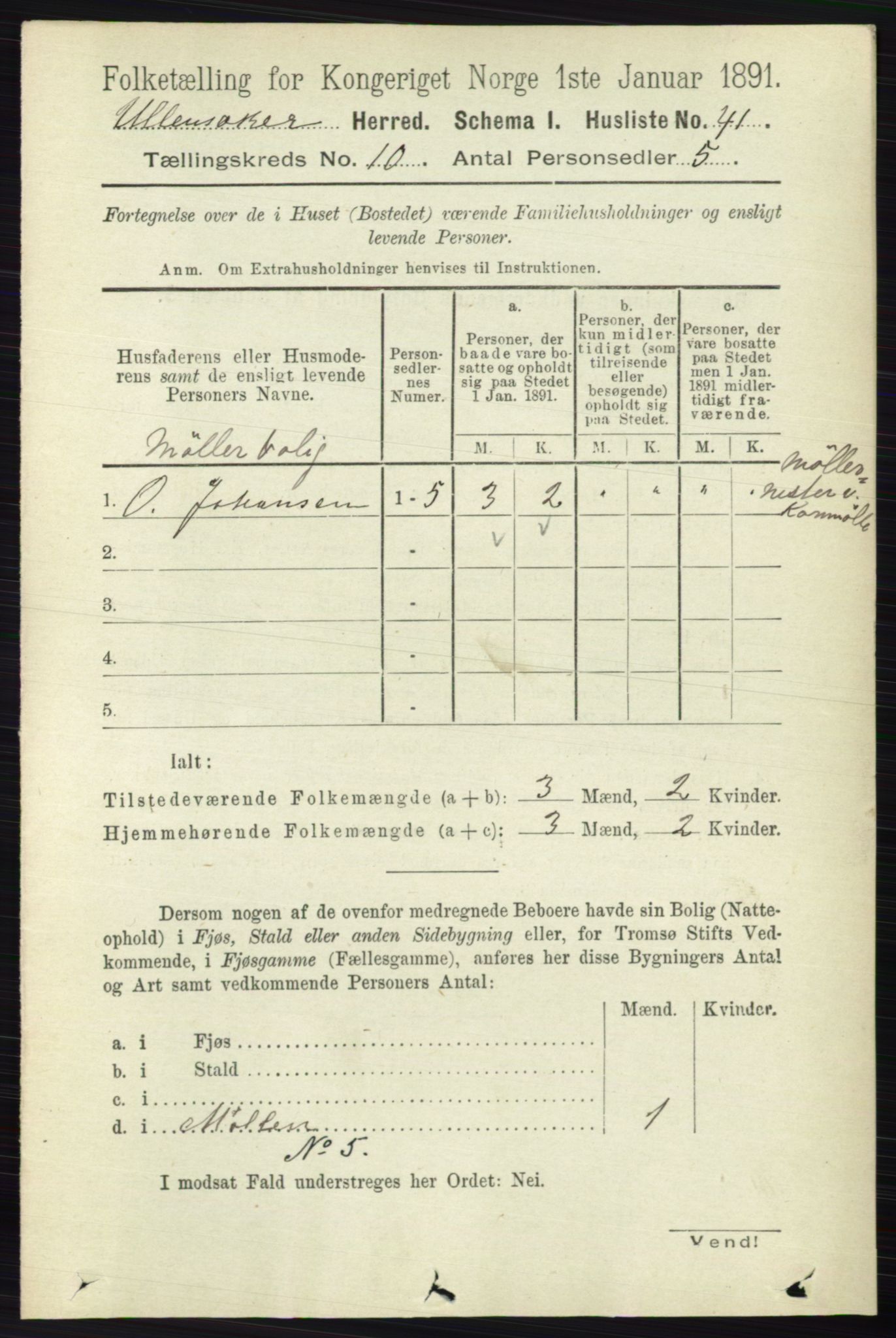 RA, Folketelling 1891 for 0235 Ullensaker herred, 1891, s. 4489