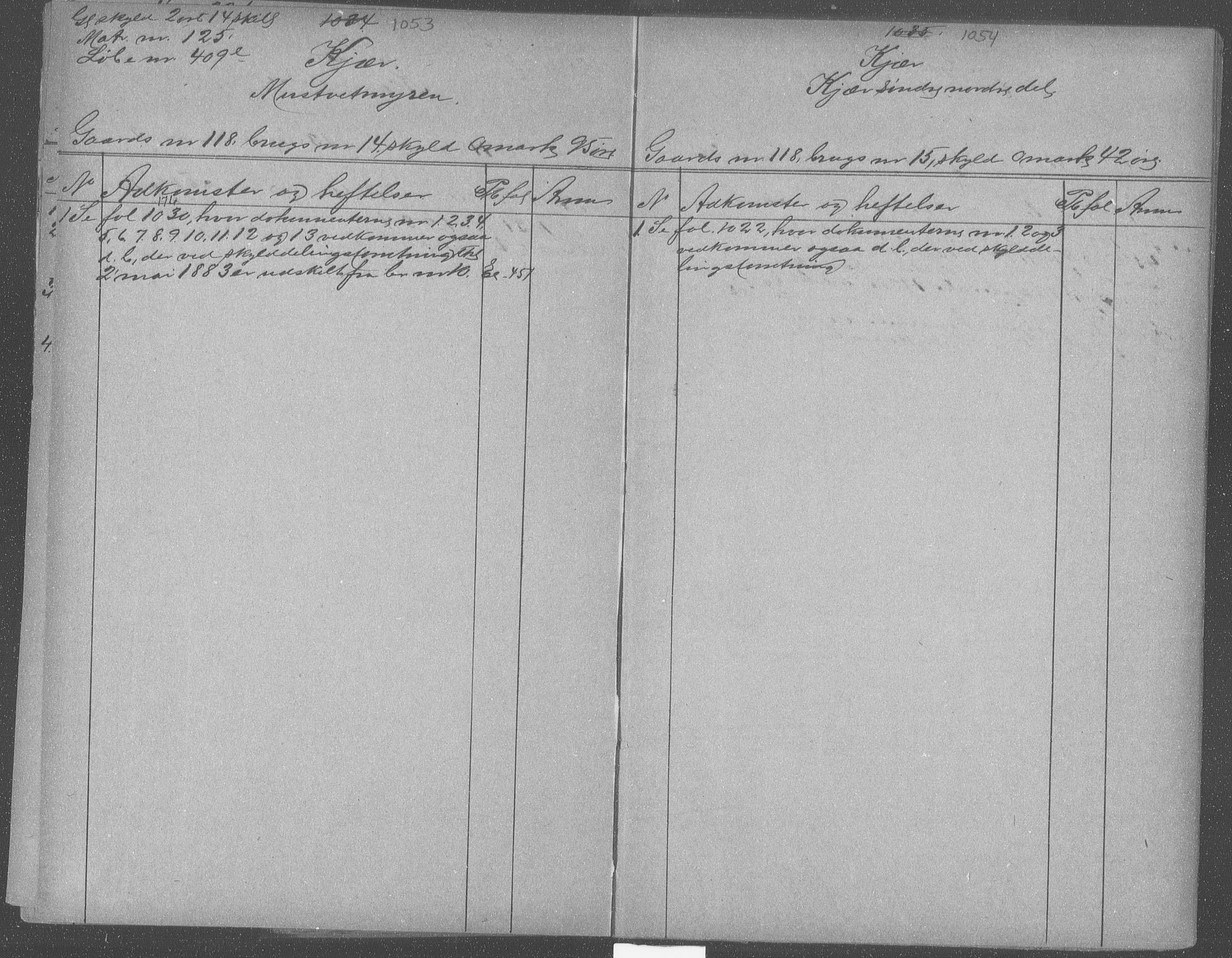 Gjerpen sorenskriveri, AV/SAKO-A-216/G/Gb/Gbb/L0001: Panteregister nr. II 1, s. 1053-1054