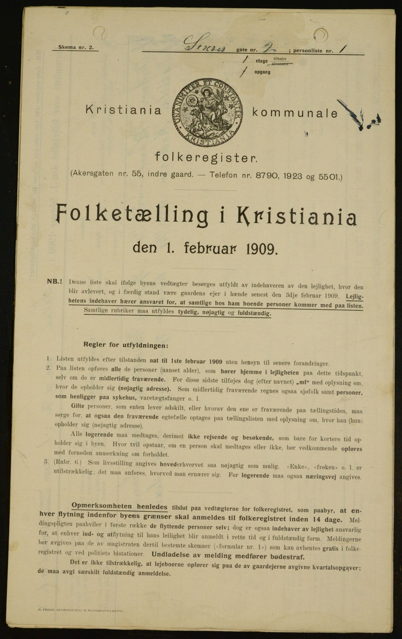 OBA, Kommunal folketelling 1.2.1909 for Kristiania kjøpstad, 1909, s. 85897
