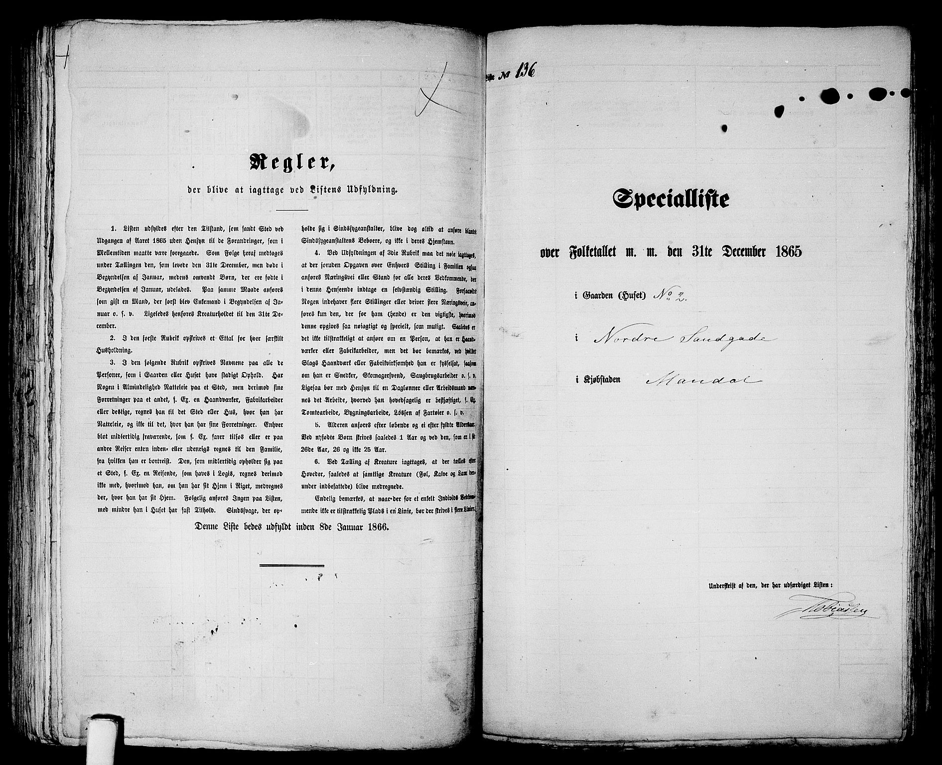 RA, Folketelling 1865 for 1002B Mandal prestegjeld, Mandal ladested, 1865, s. 274