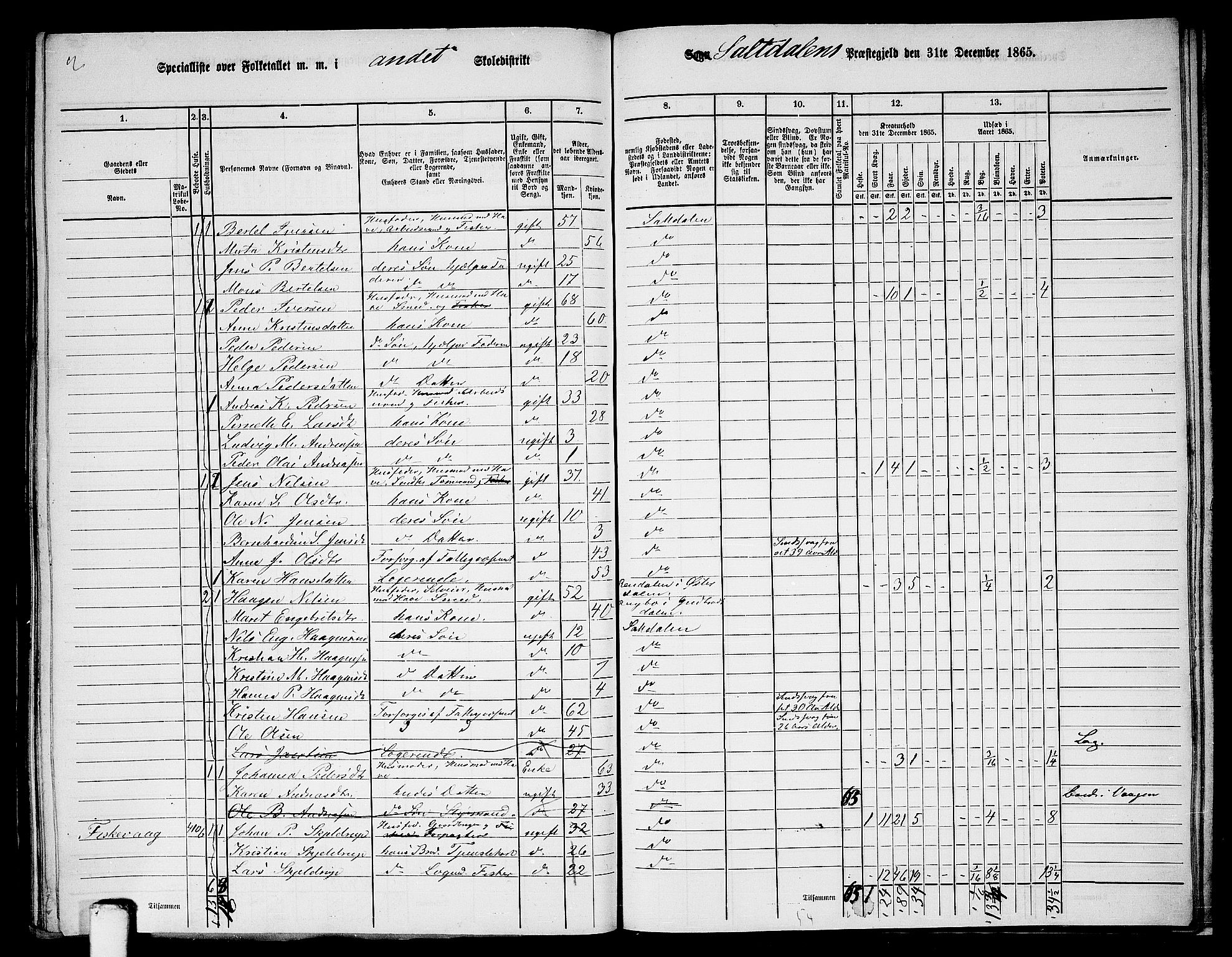 RA, Folketelling 1865 for 1840P Saltdal prestegjeld, 1865, s. 56