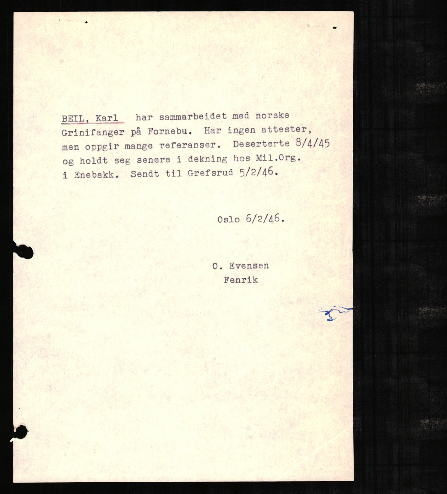 Forsvaret, Forsvarets overkommando II, AV/RA-RAFA-3915/D/Db/L0002: CI Questionaires. Tyske okkupasjonsstyrker i Norge. Tyskere., 1945-1946, s. 498